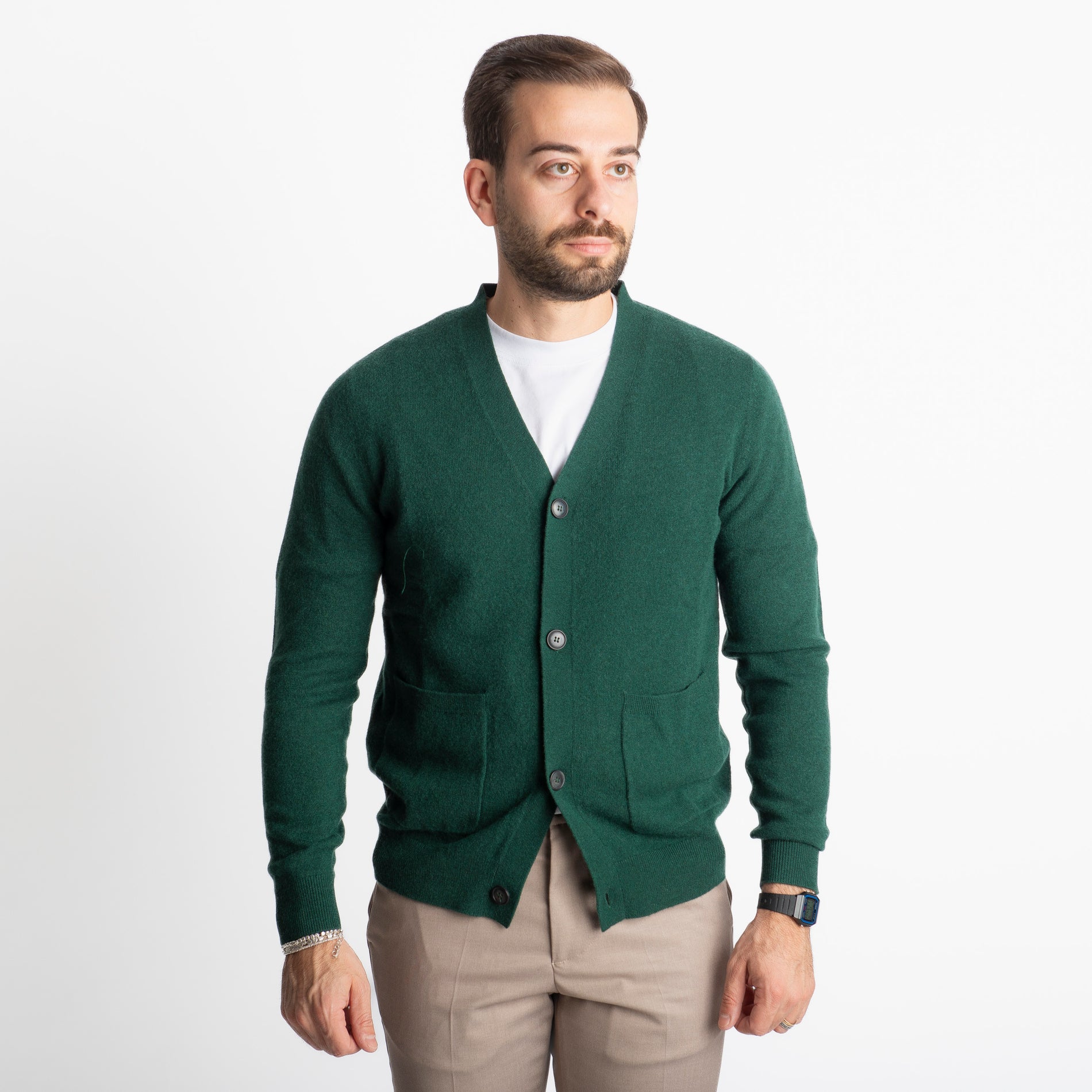 Cardigan In Cashmere CA33 Verde