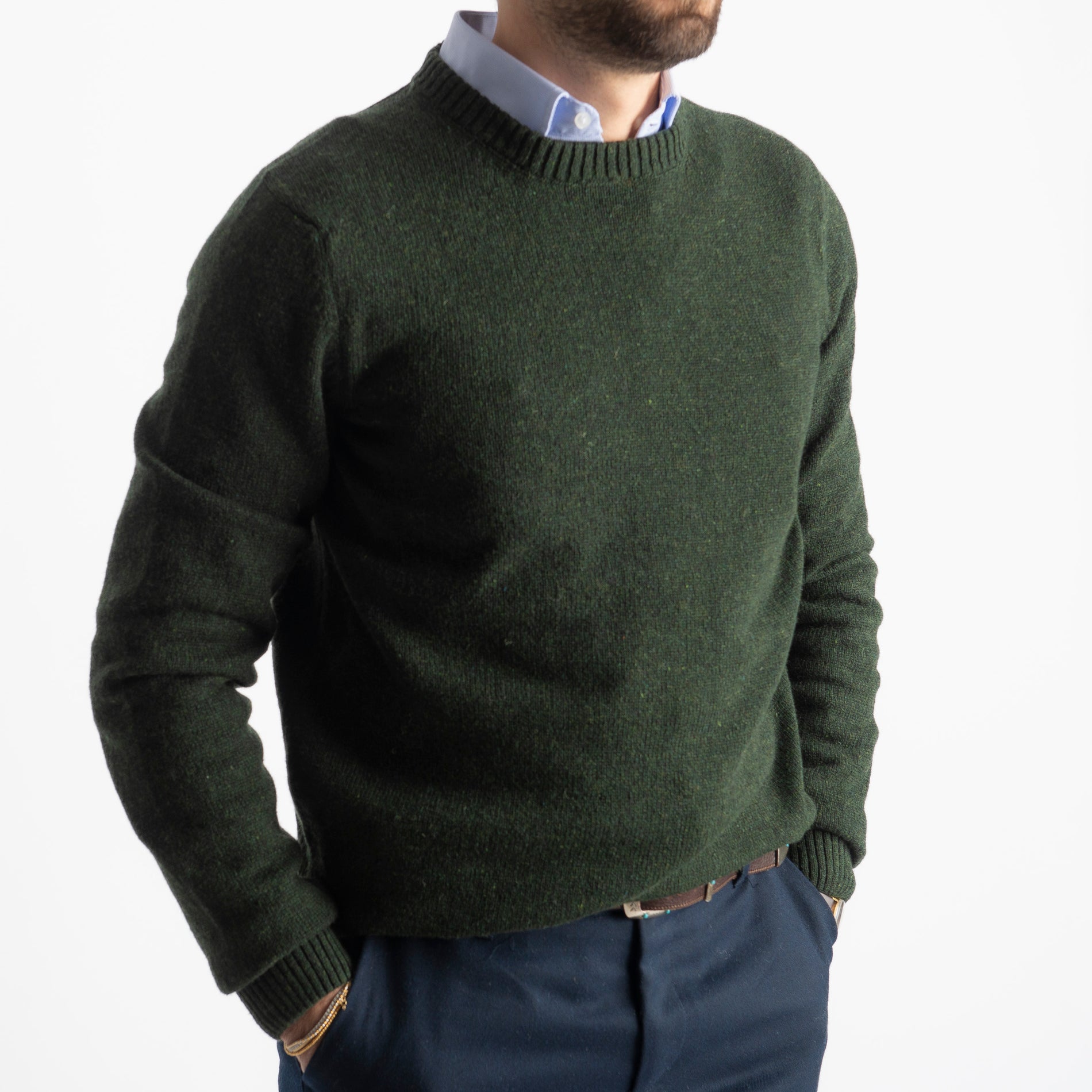 Maglione Girocollo Cortina In Lana Verde