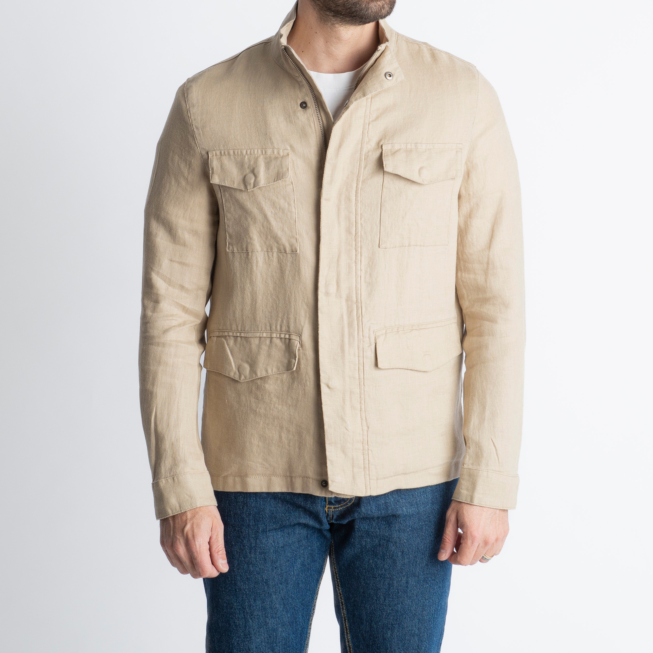 Field Jacket 100% Lino Beige