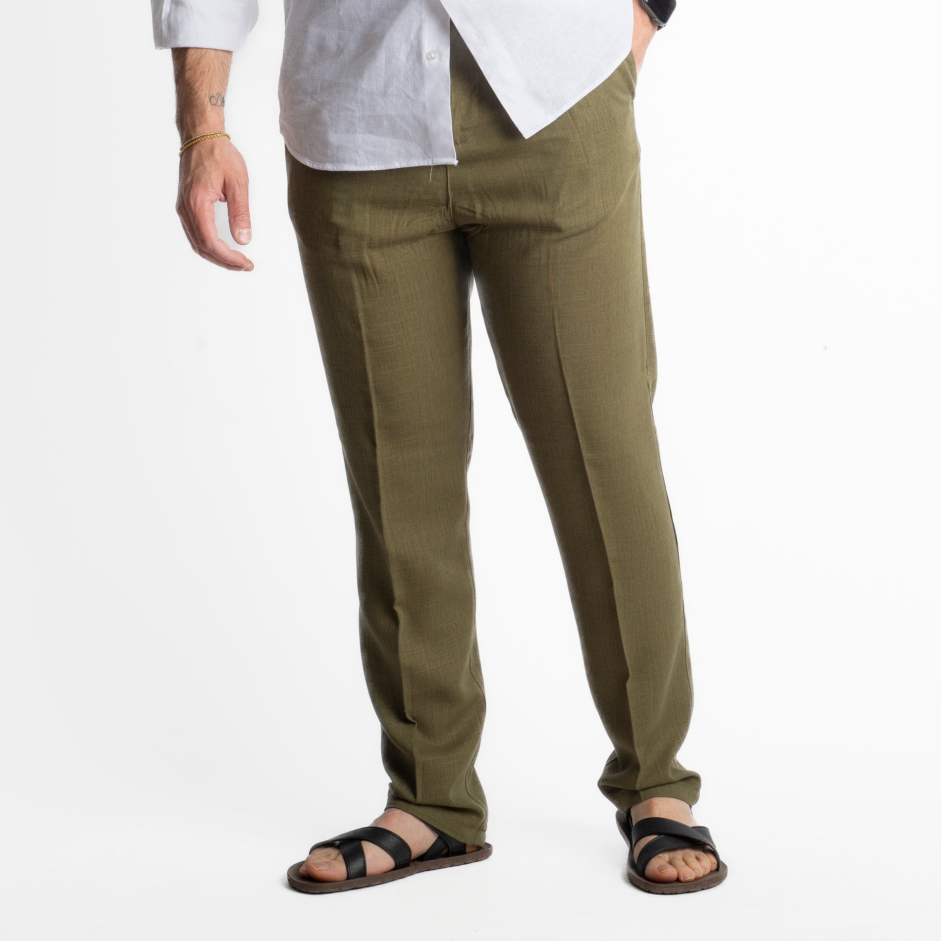 Pantalone in Lino Officine Borboniche Verde