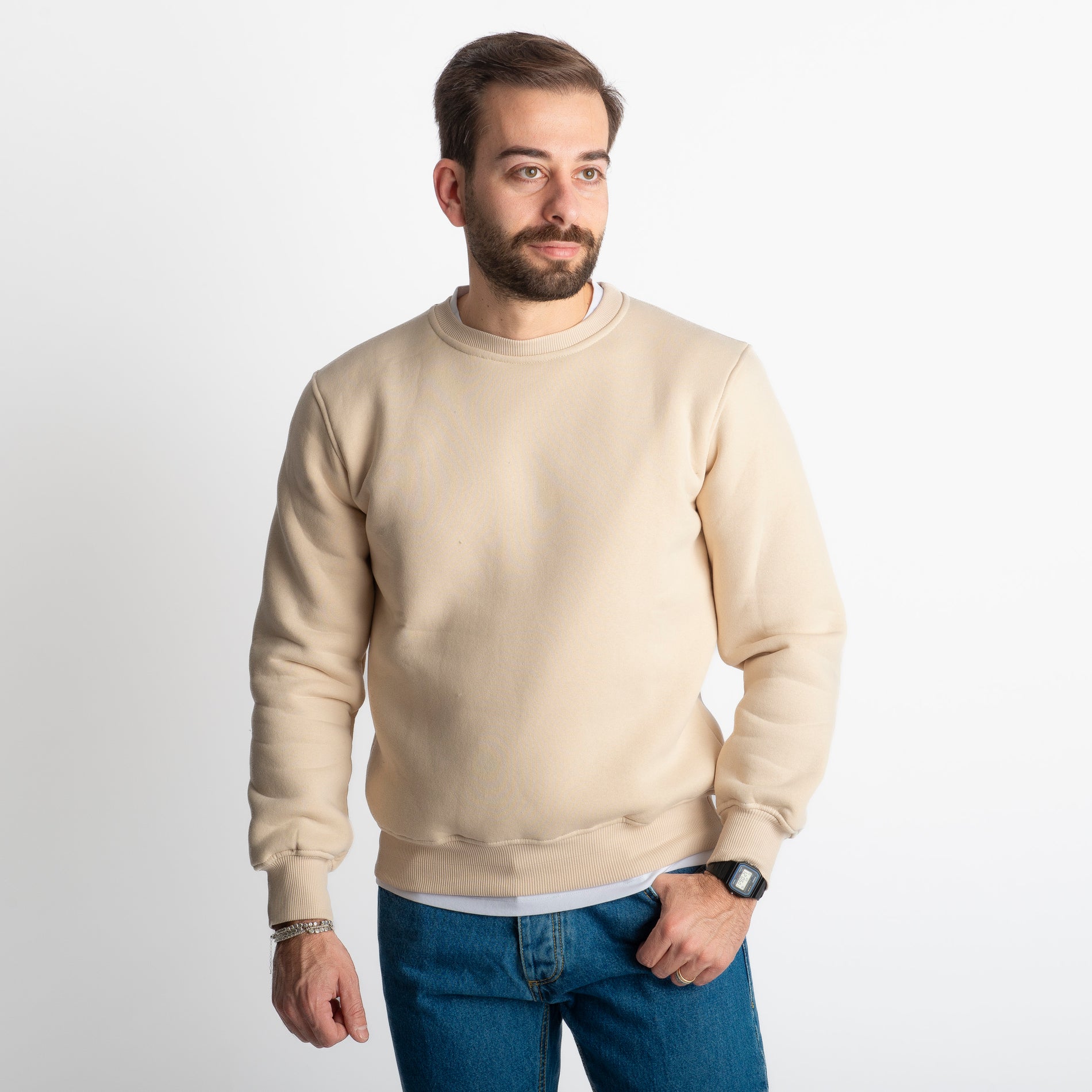 Felpa Uomo Girocollo 0310 Beige