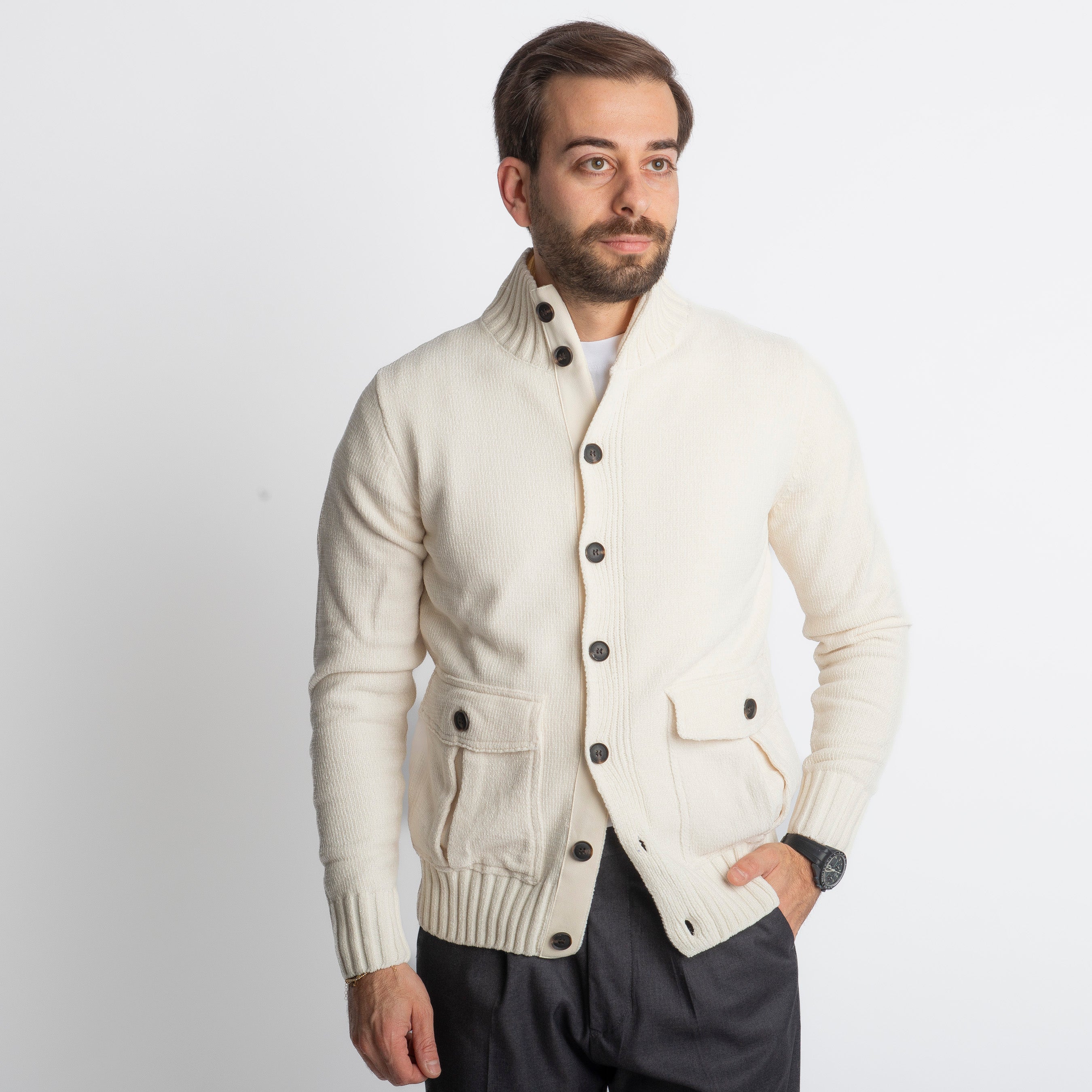 Maglione Saint Moritz In Ciniglia Panna