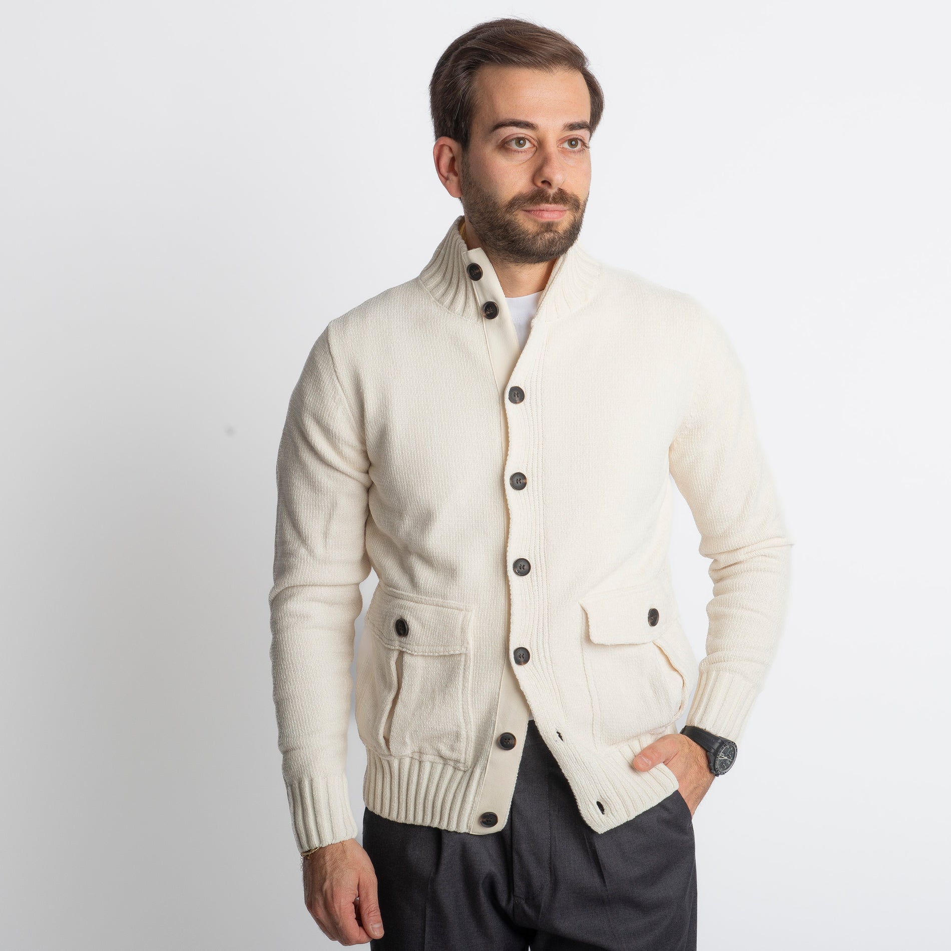Maglione Saint Moritz In Ciniglia Panna