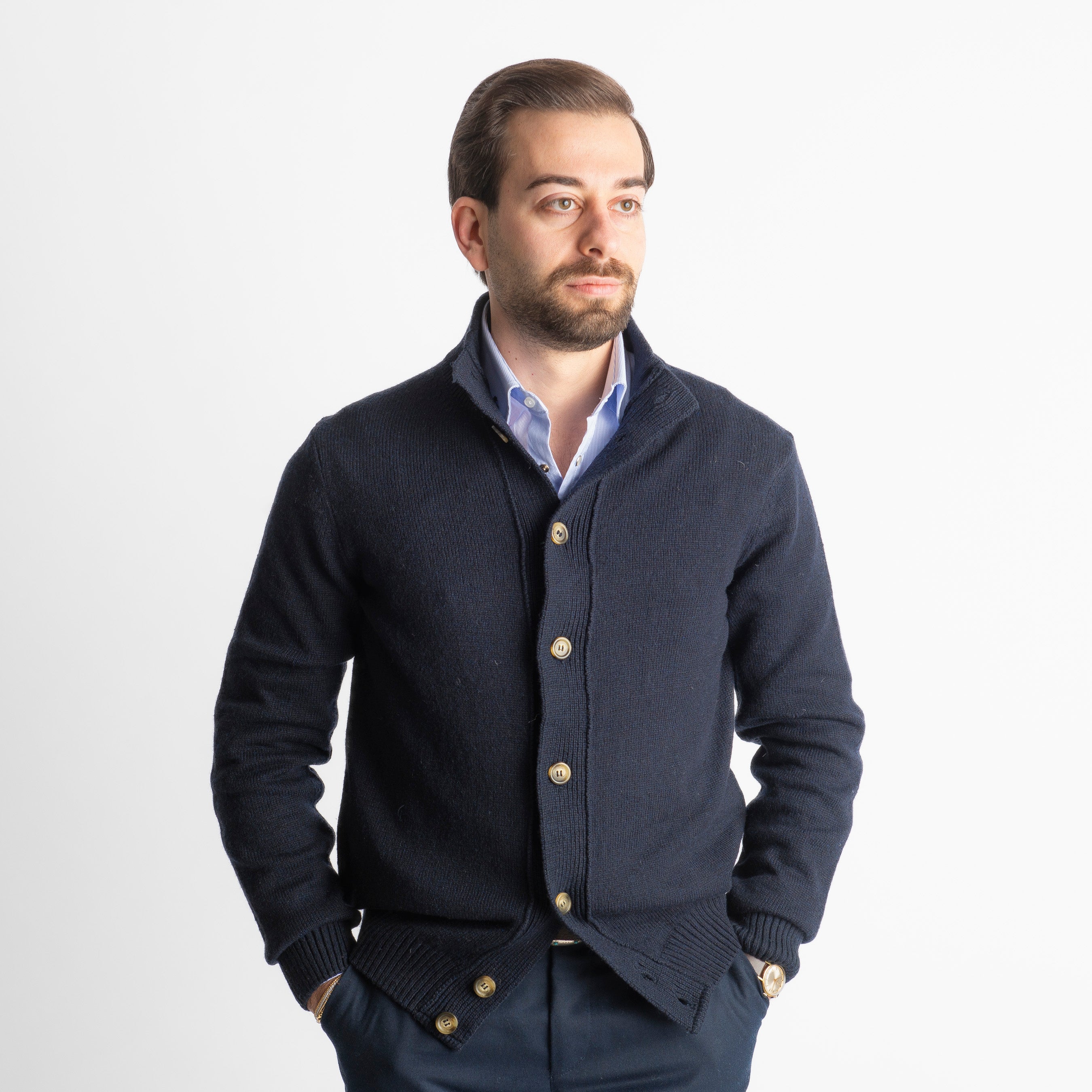 Cardigan In Lana Lambswool Blu