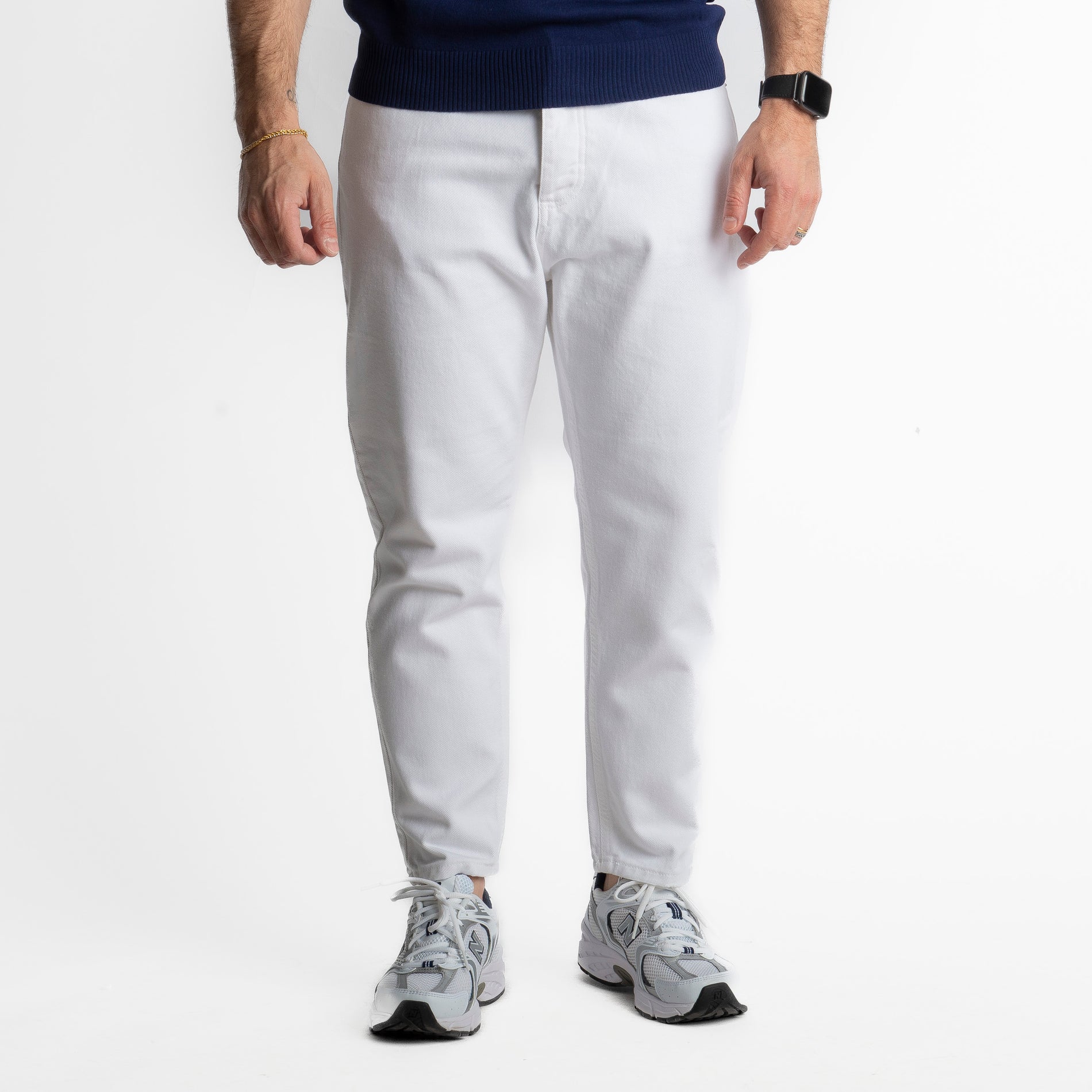 Jeans Uomo Carrot Fit Bianco