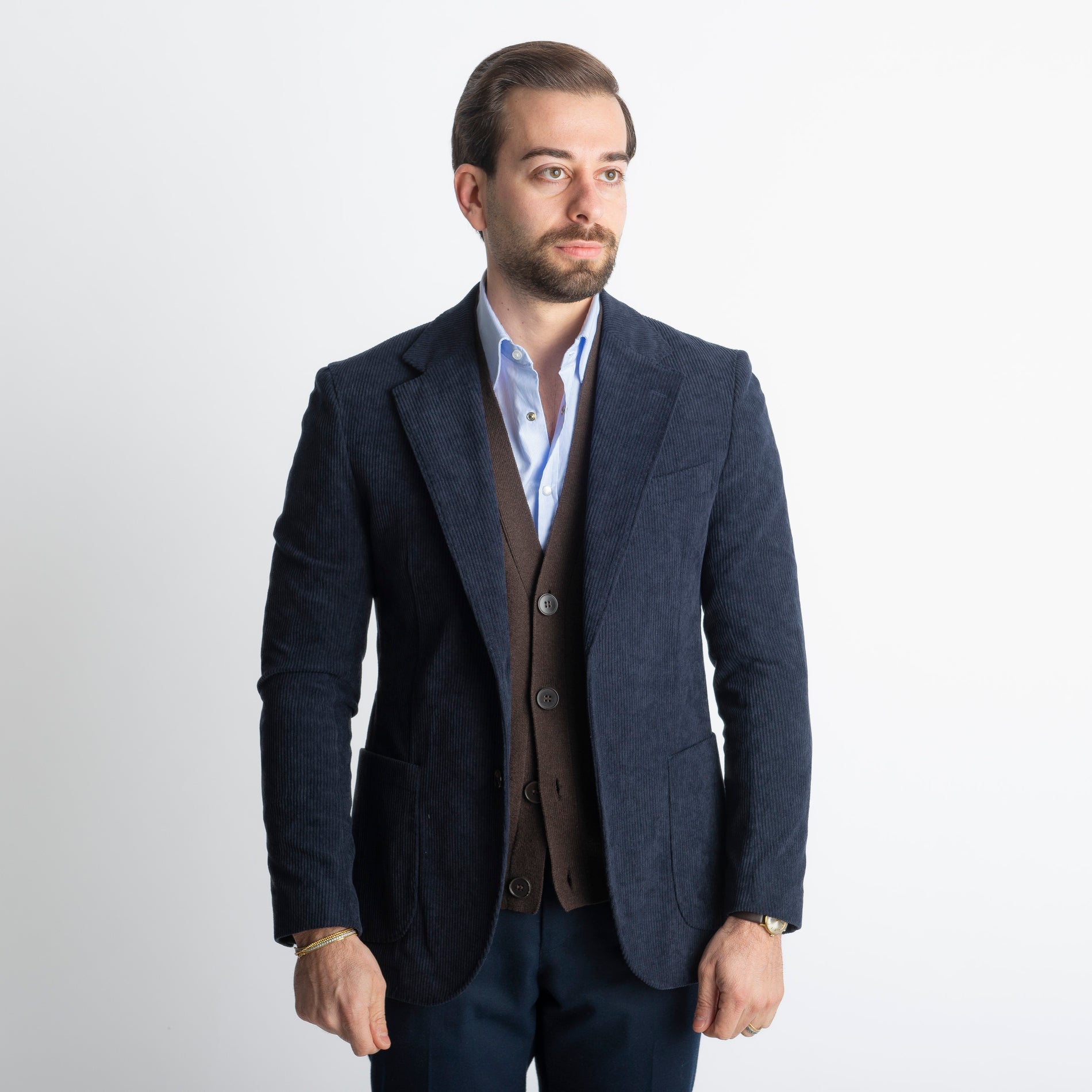 Giacca Monopetto in Velluto Blu