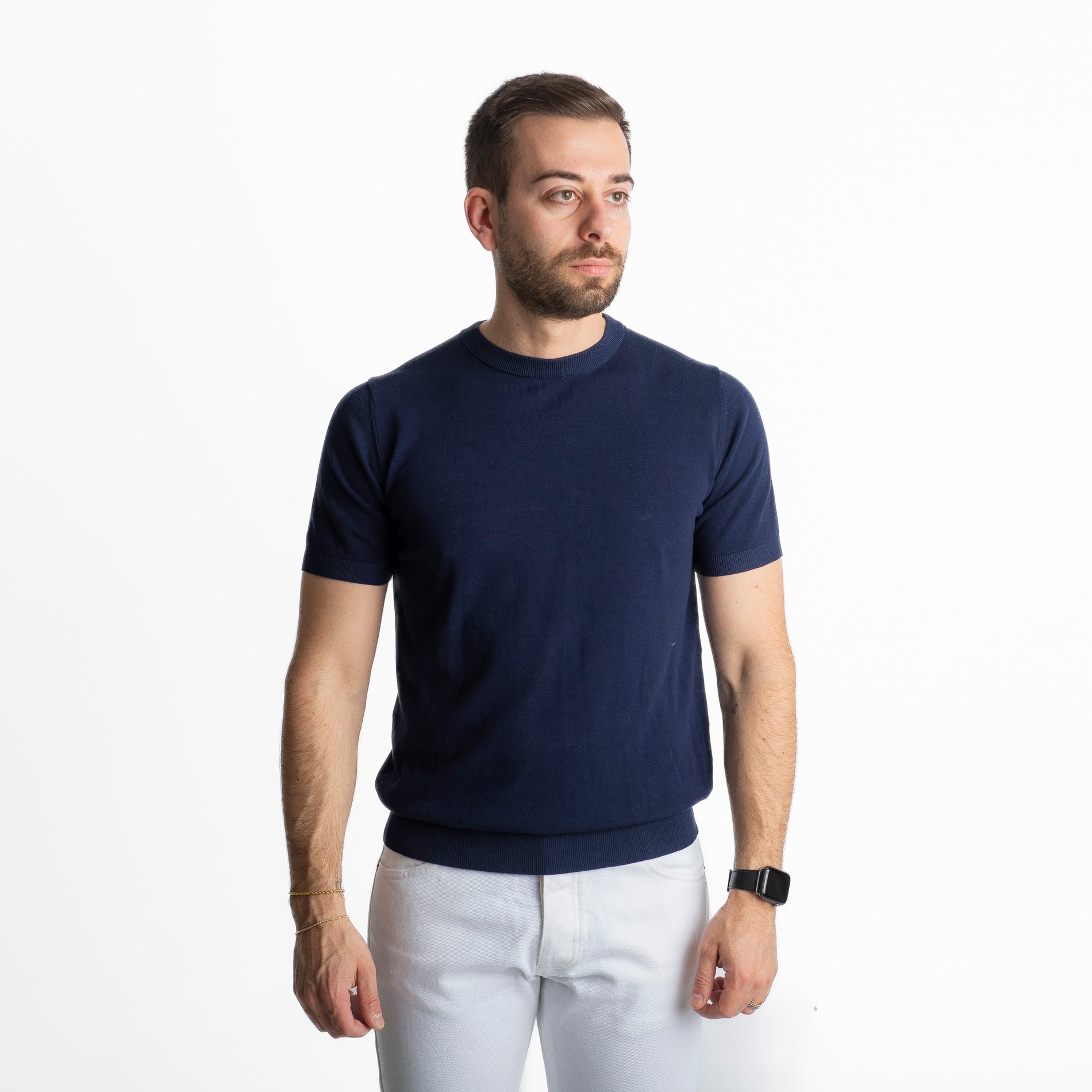 T-shirt in Maglia Premium Cotton Blu