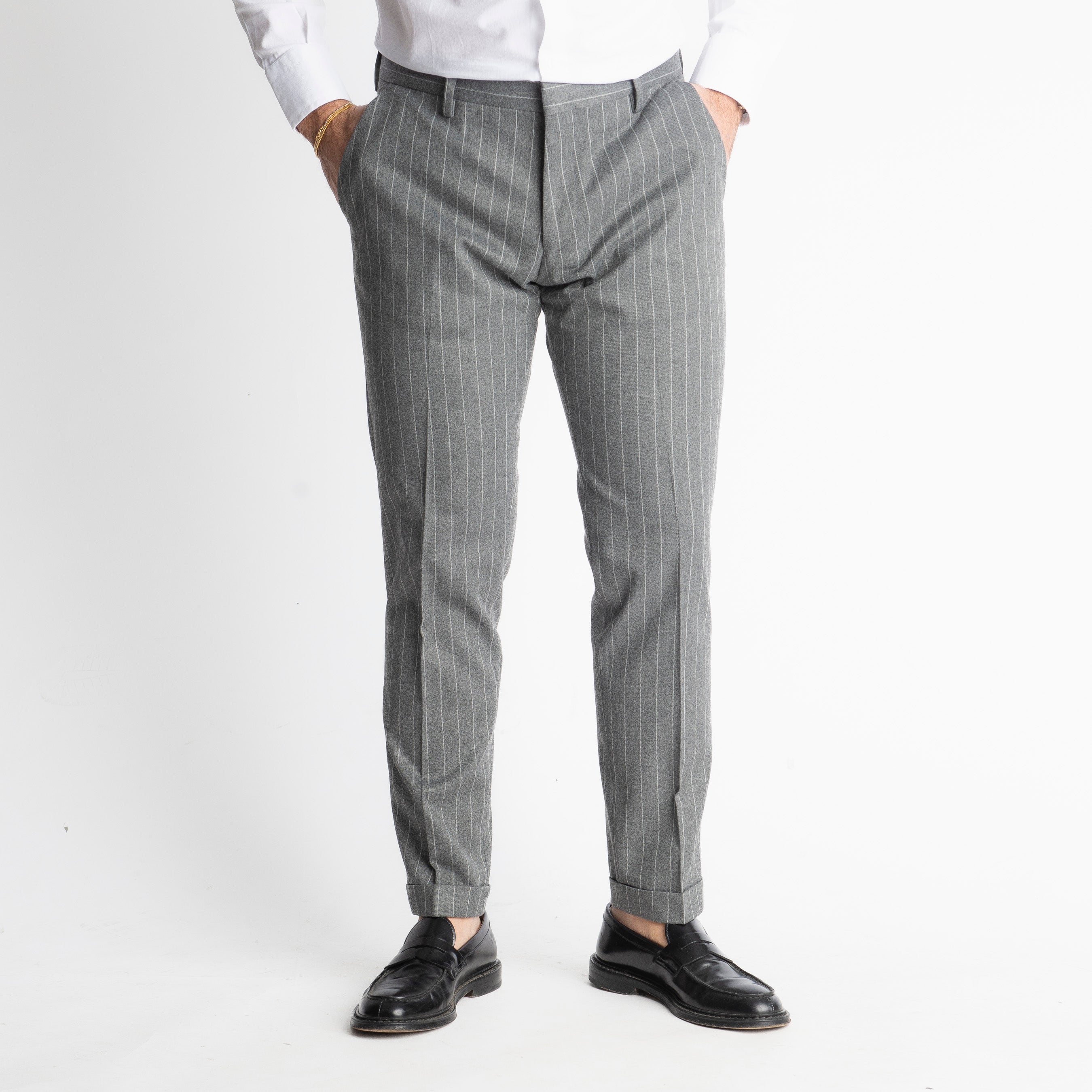 Pantalone wall street TO8011 Wool Gessato Grigio