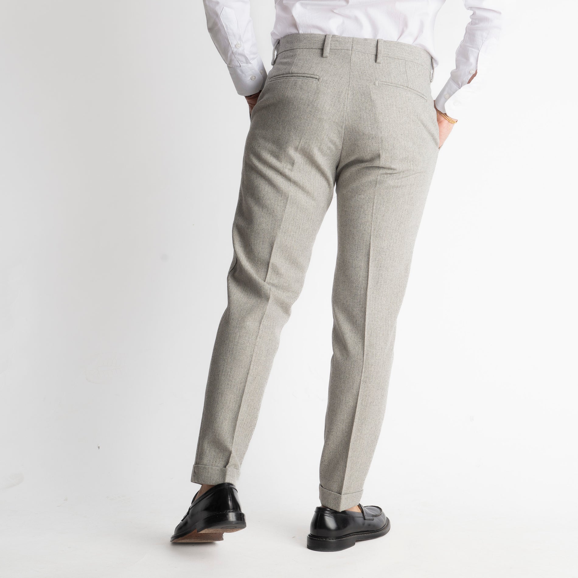 Pantalone TO8011 Wool Rigato Grigio Chiaro
