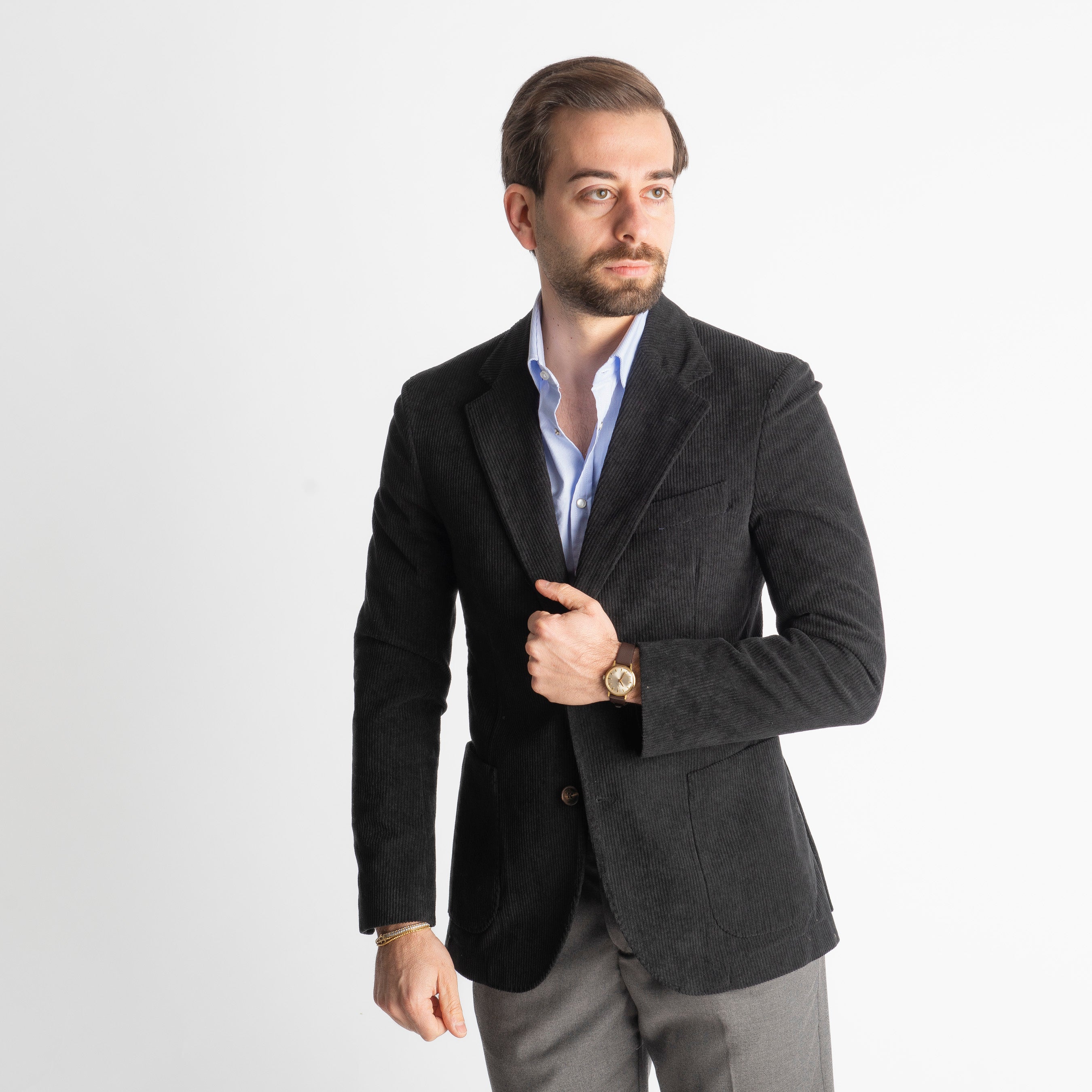 Giacca Monopetto in Velluto Nera