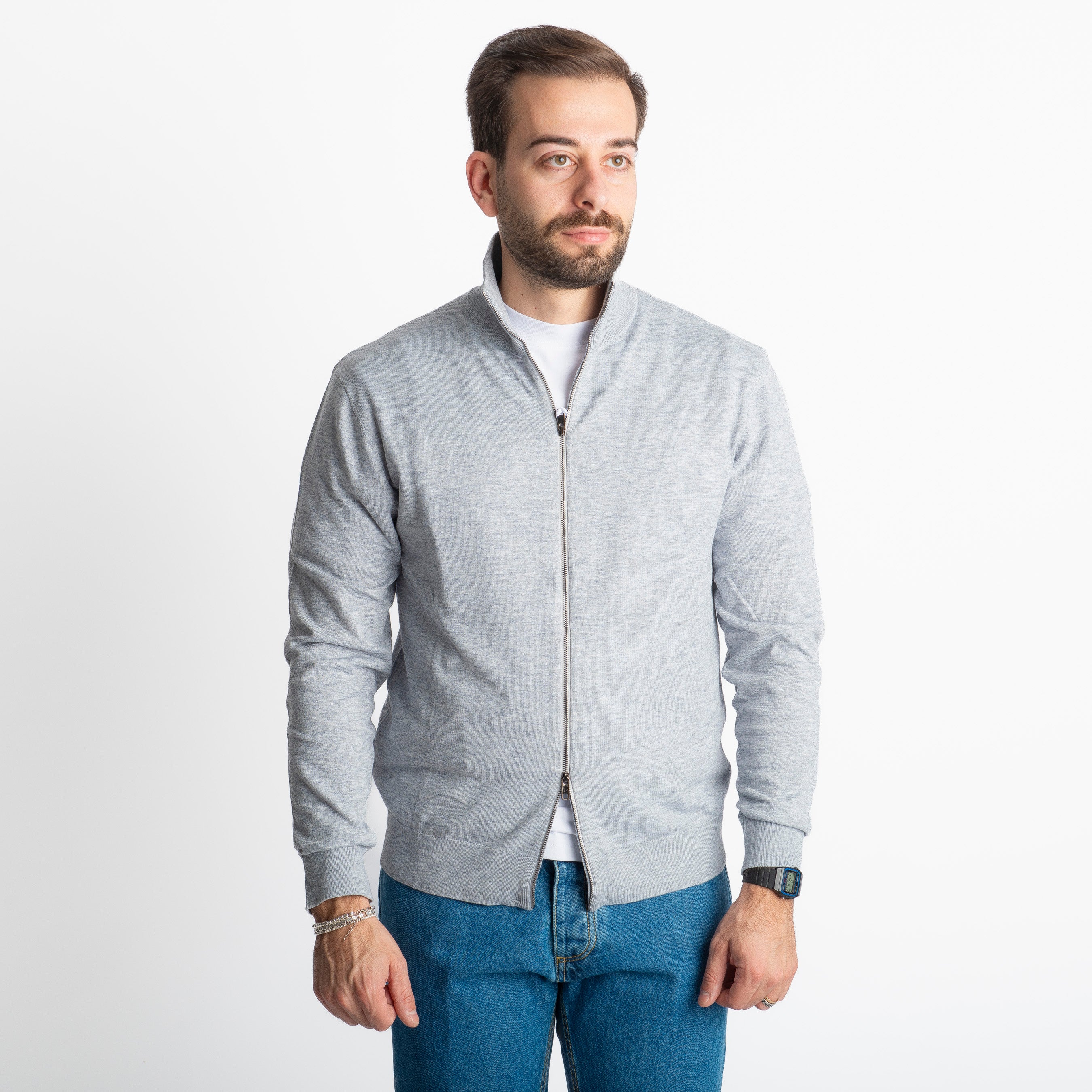 Cardigan Full Zip IT007 Grigio