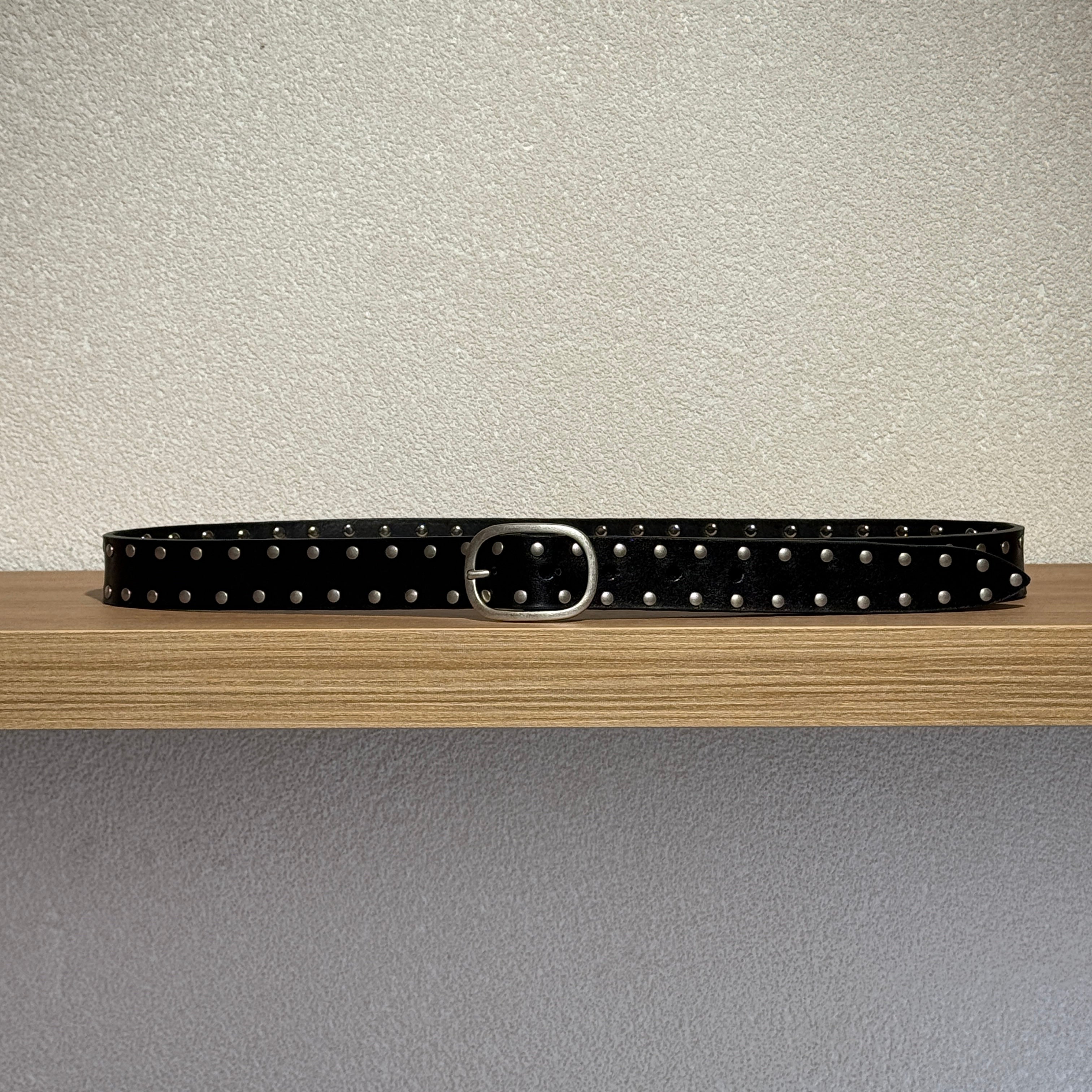Cintura in Cuoio Borchiato Nero