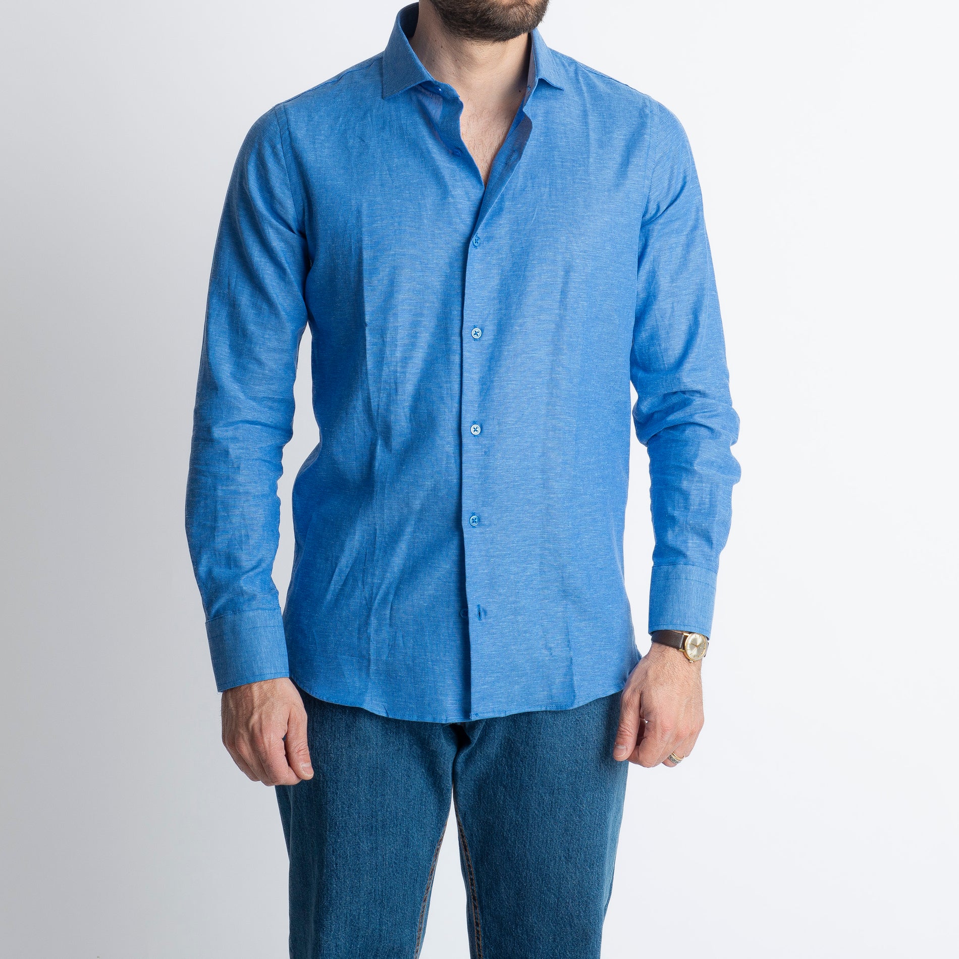 Camicia in Lino Blu Royal
