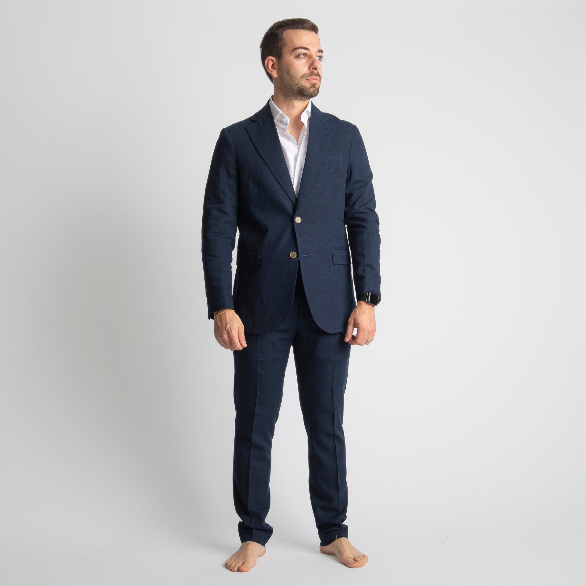 Abito Mono Petto in Lino Blu Notte