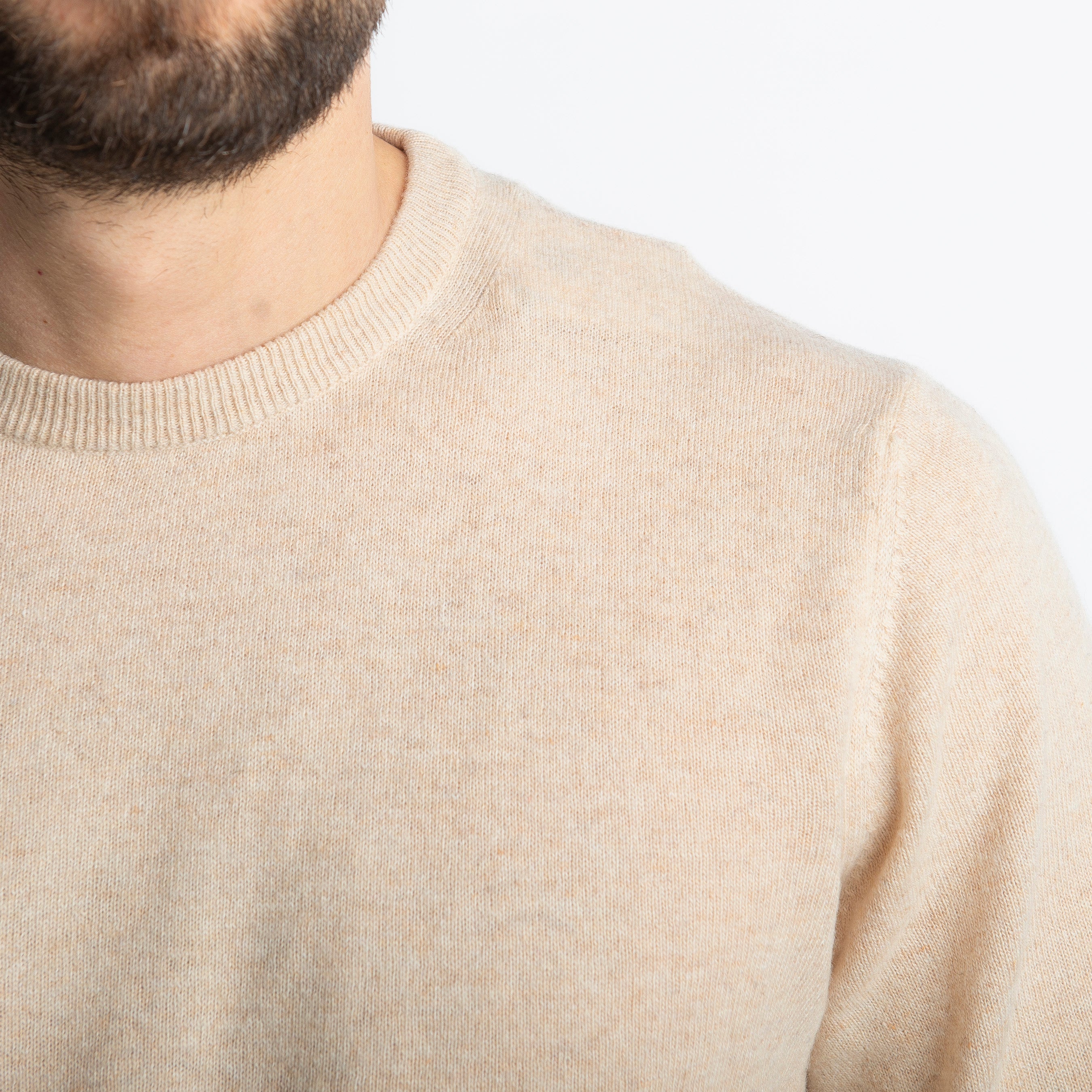 Maglioncino Girocollo Misto Cachemire Beige