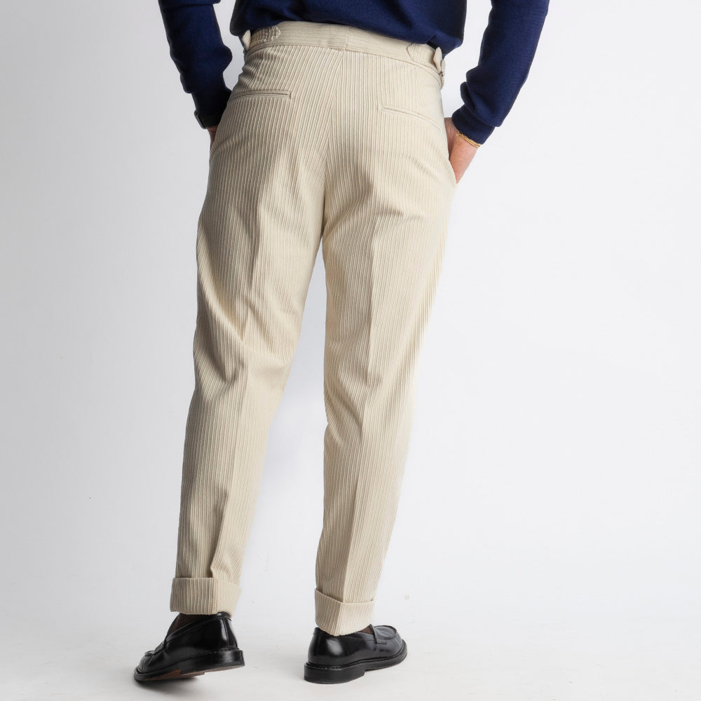 Pantalone Pisa Con Fibbia In Velluto A Coste Burro