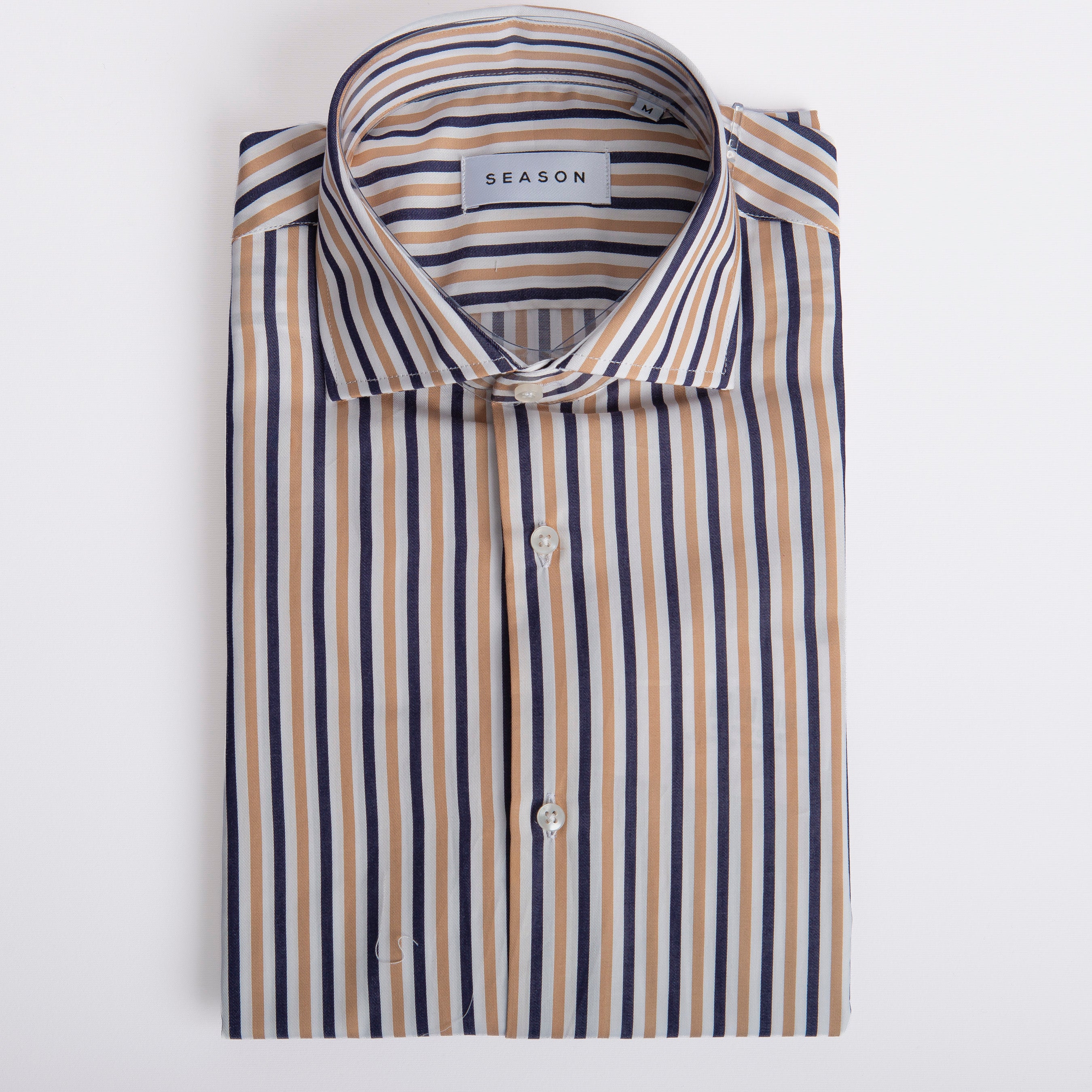 Camicia Twill Rigata Blu/Beige 295