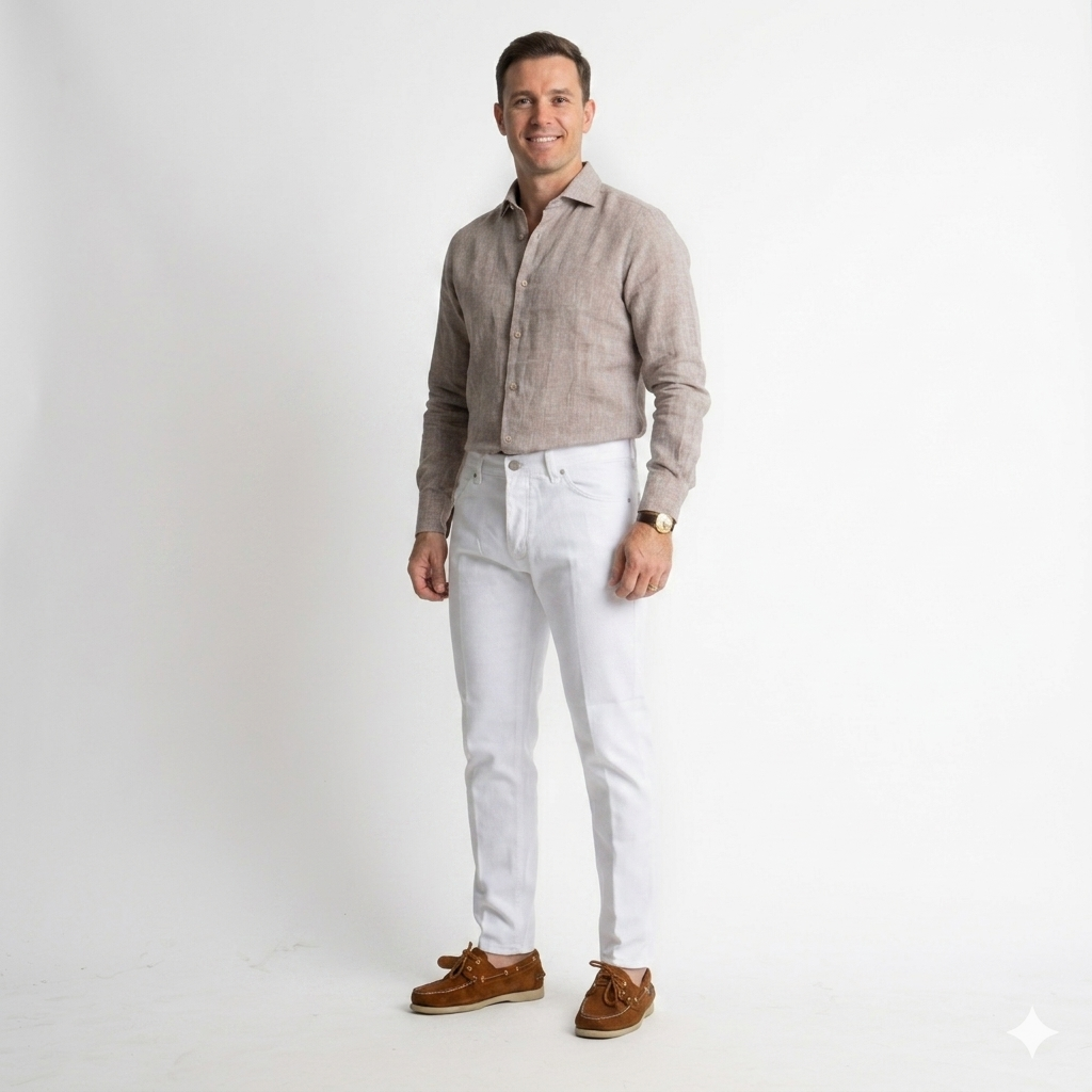 Jeans Slim Fit Bianco – Cotone Mercerizzato