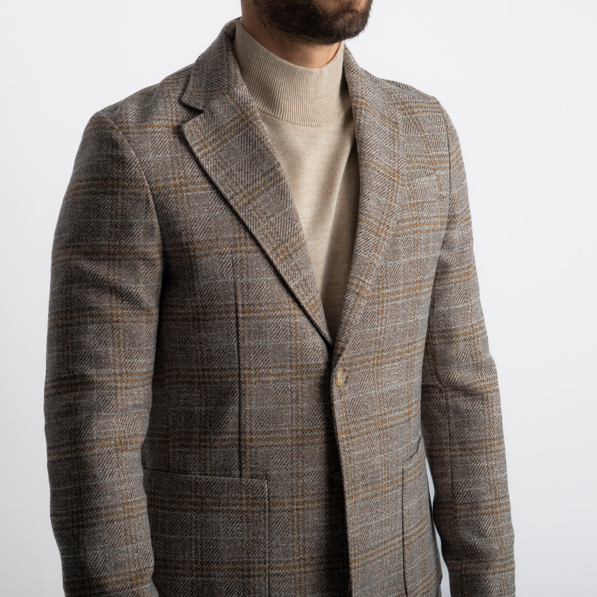 Giacca Monopetto Quadri Avorio