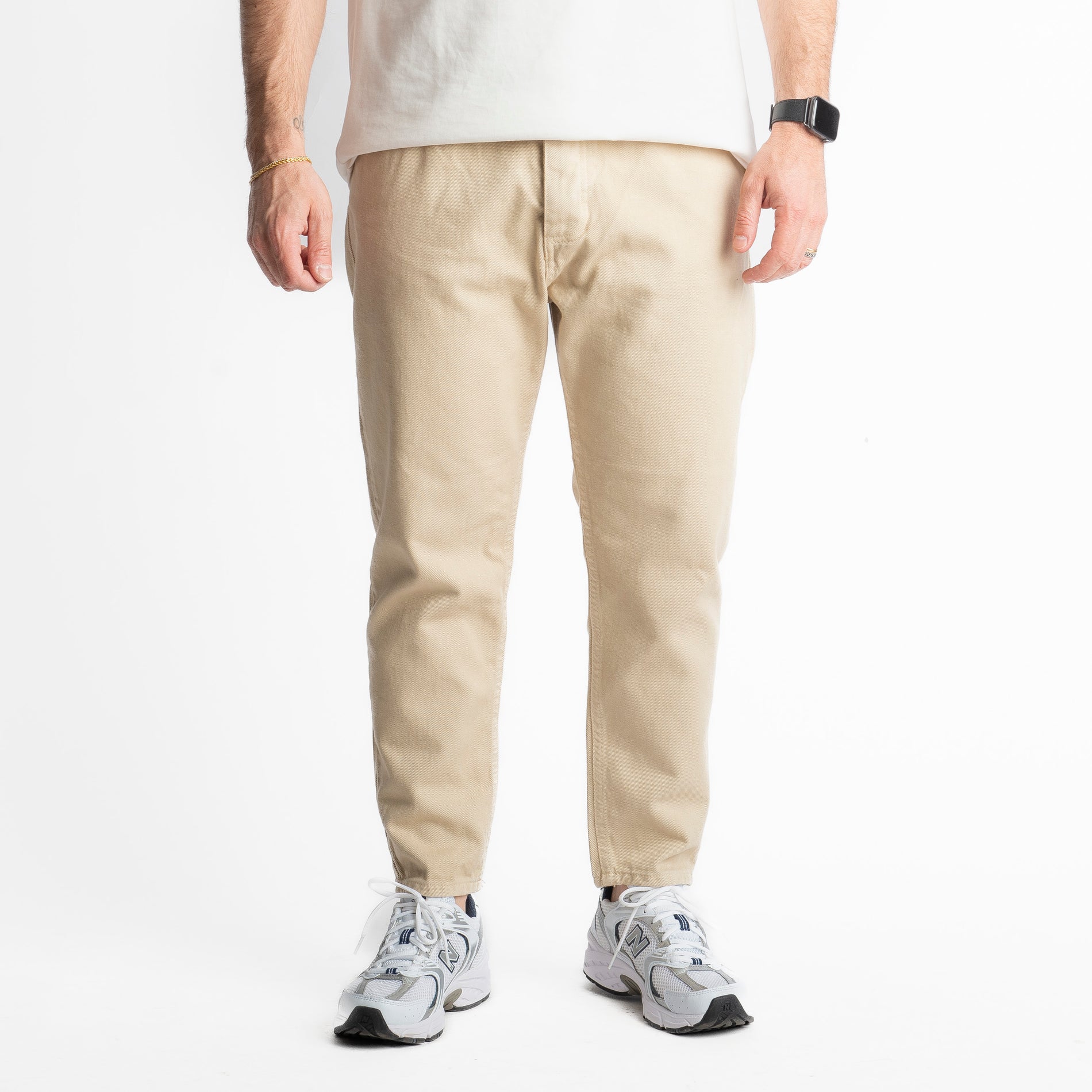 Jeans Uomo Carrot Fit Beige