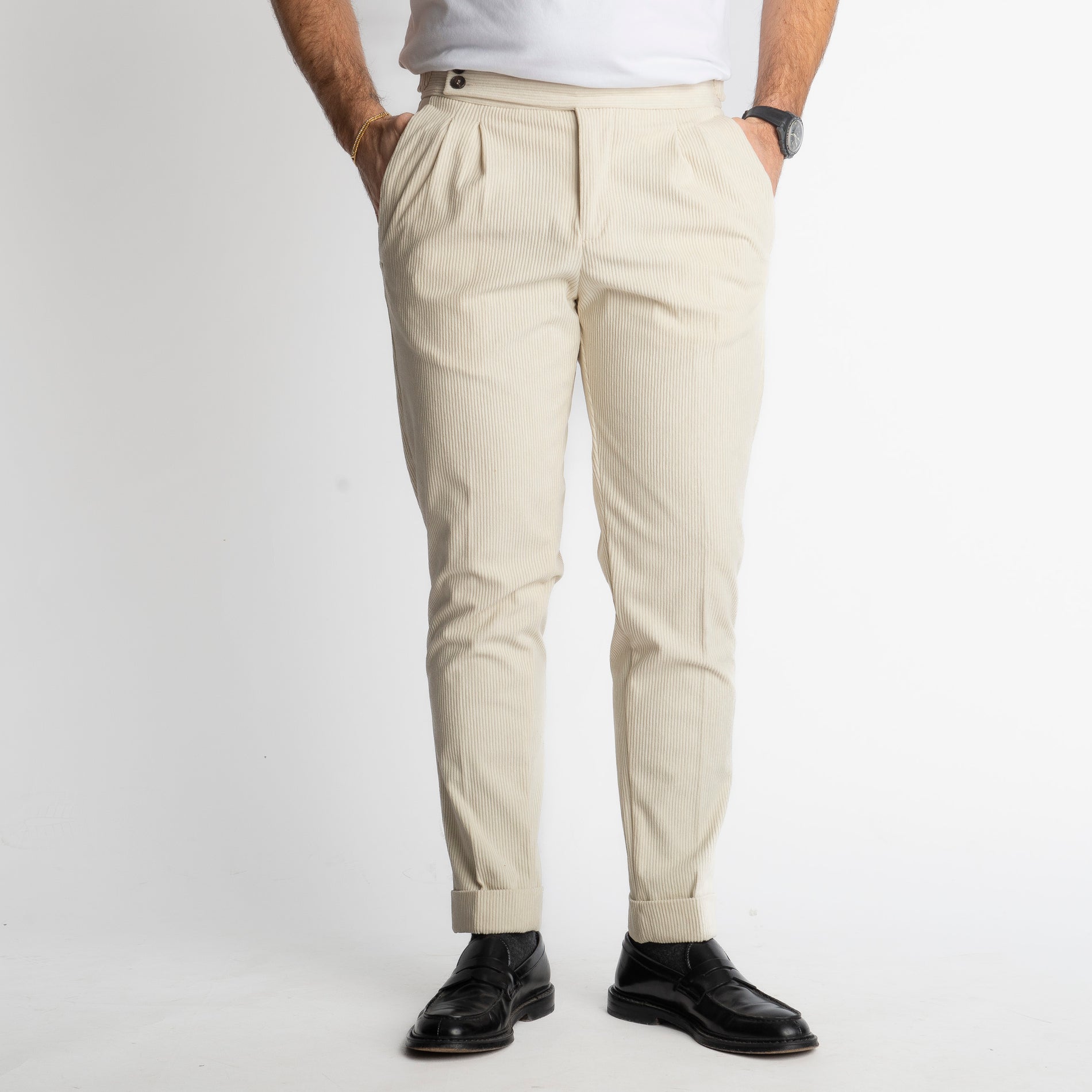 Pantalone Pisa Con Fibbia In Velluto A Coste Burro