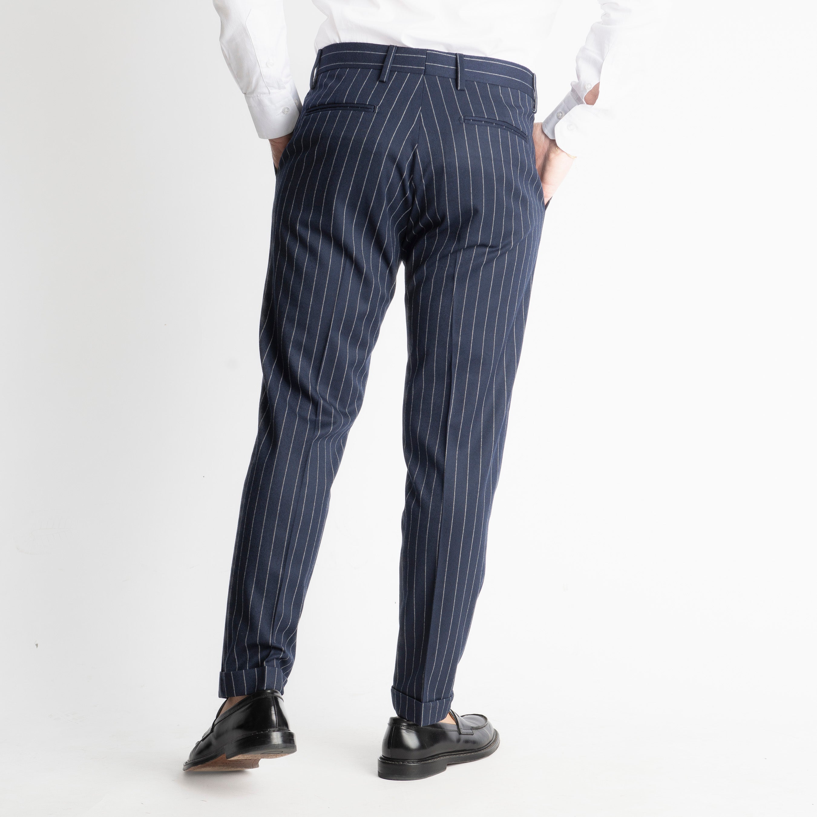 Pantalone wall street TO8011 Wool Gessato Blu