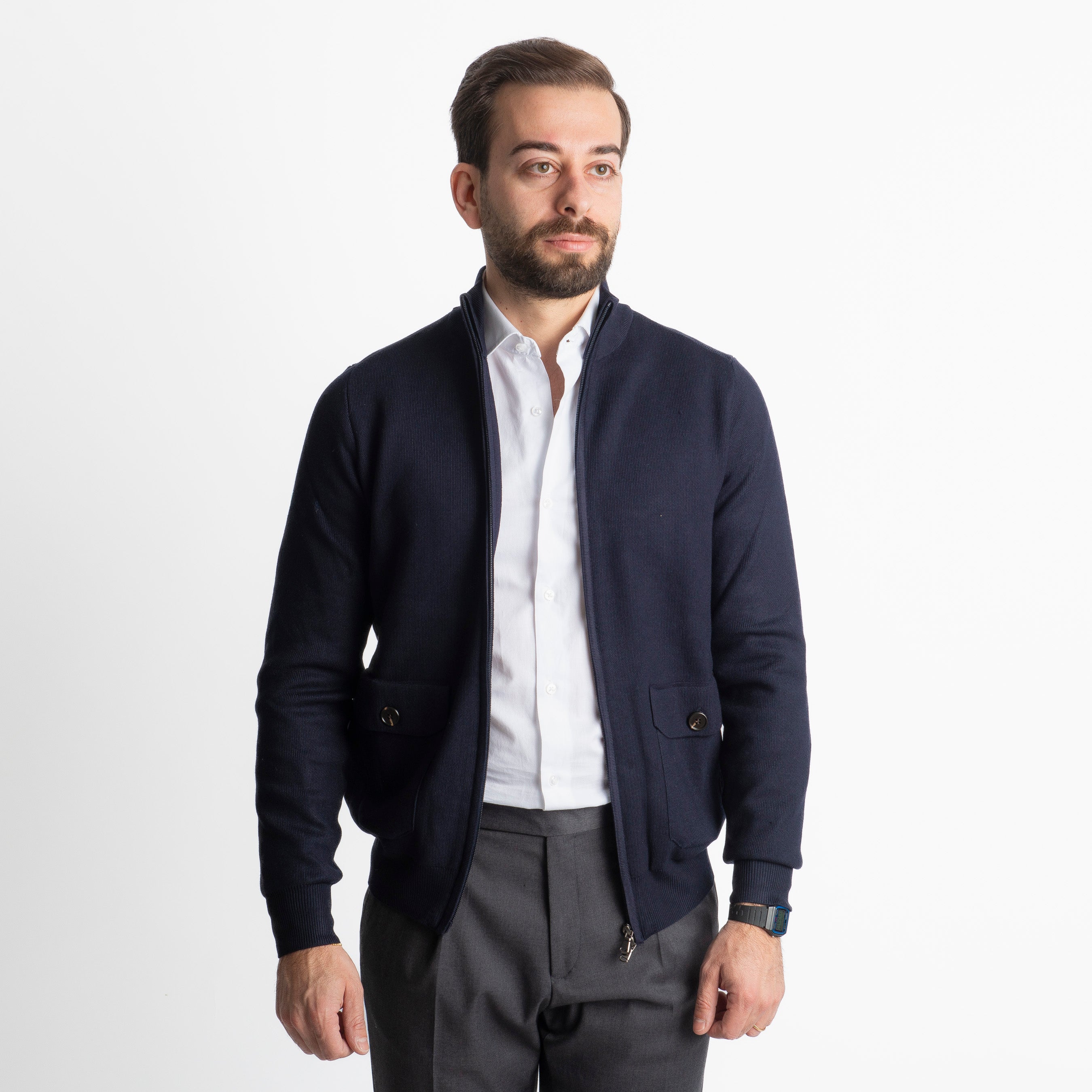 Cardigan Con Zip 251167 Blu