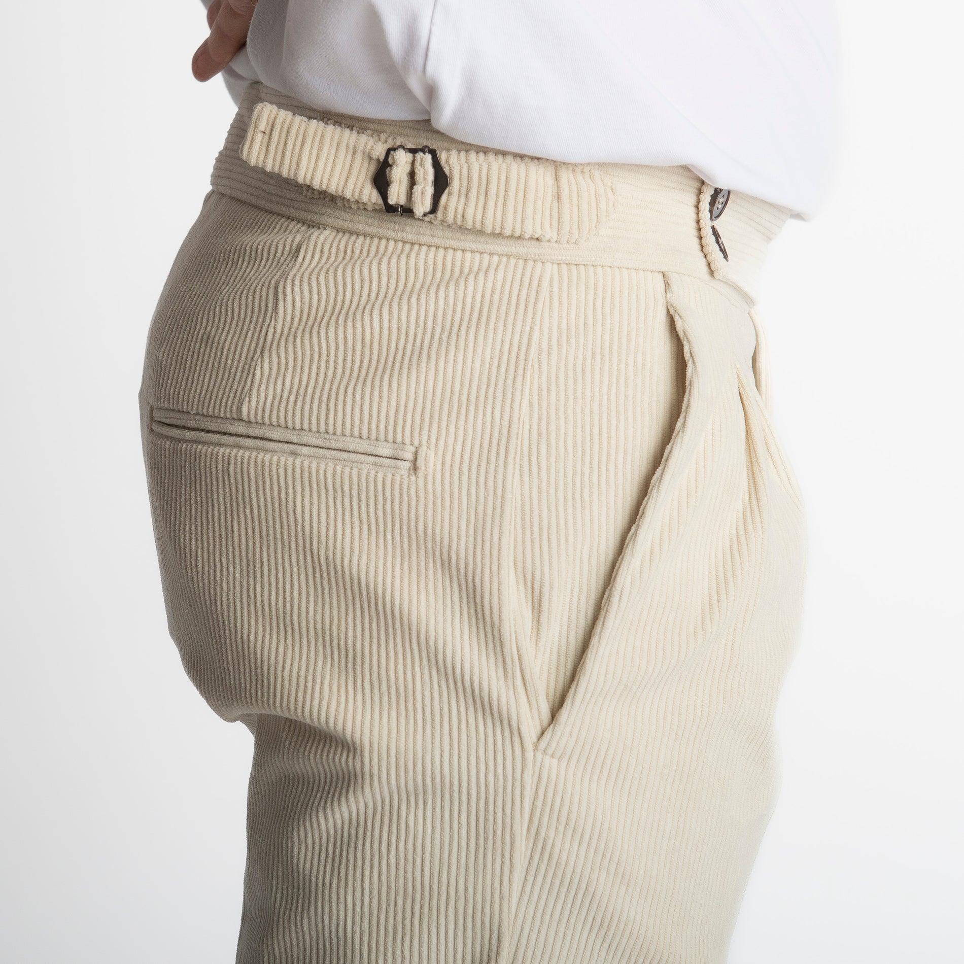 Pantalone Pisa Con Fibbia In Velluto A Coste Burro