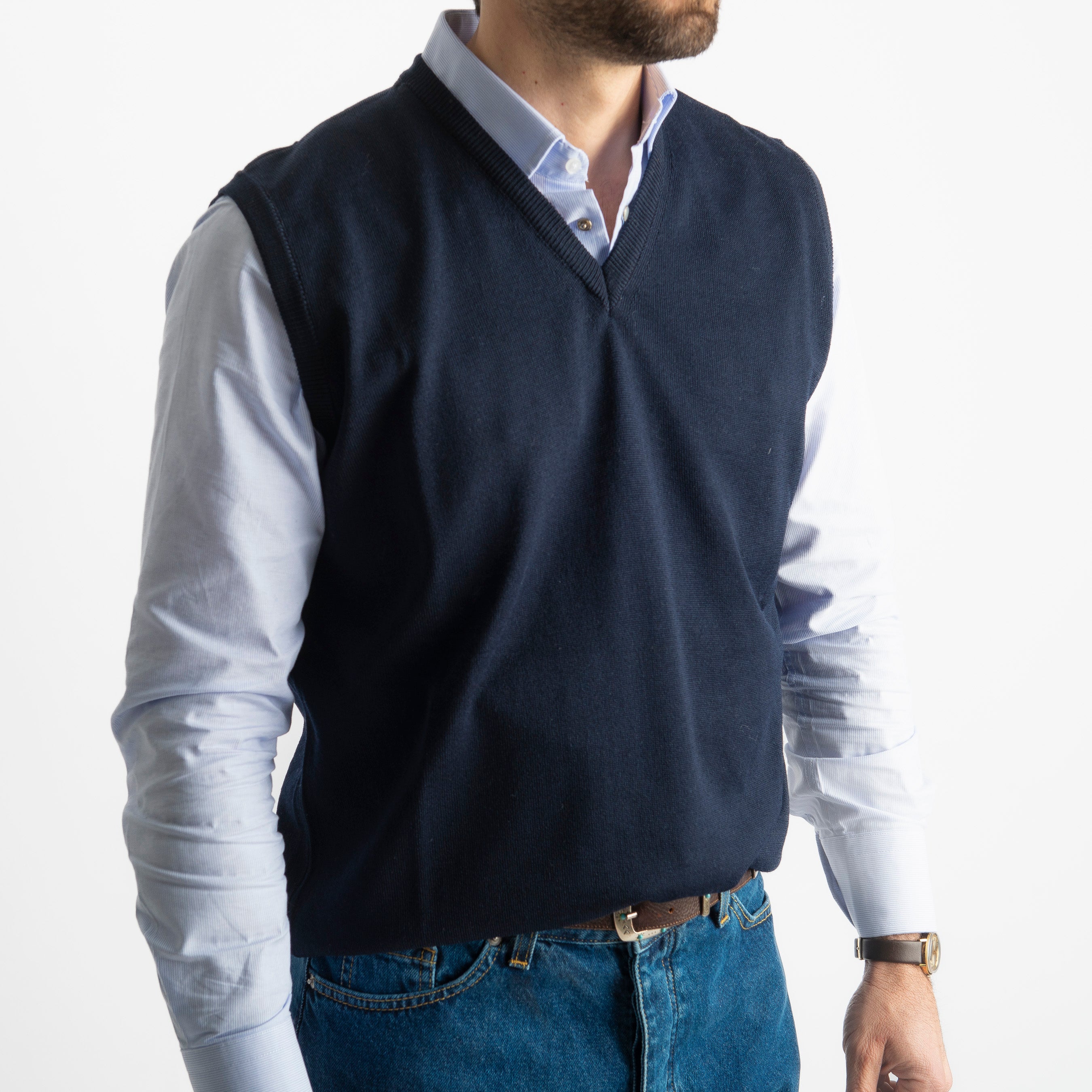 Gilet in Lana Merinos Blu