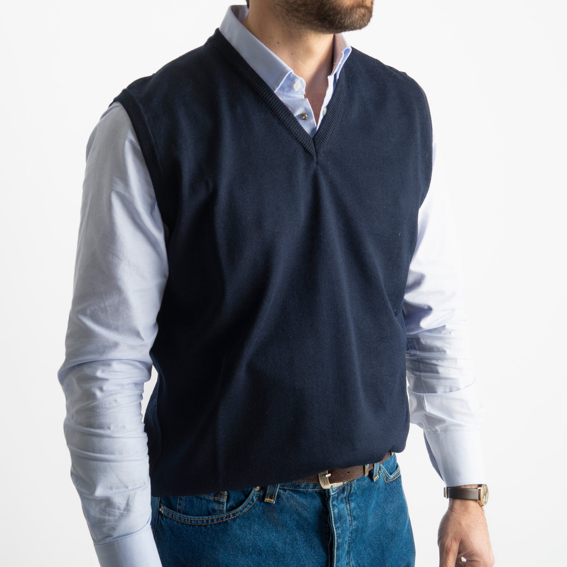 Gilet in Lana Merinos Blu