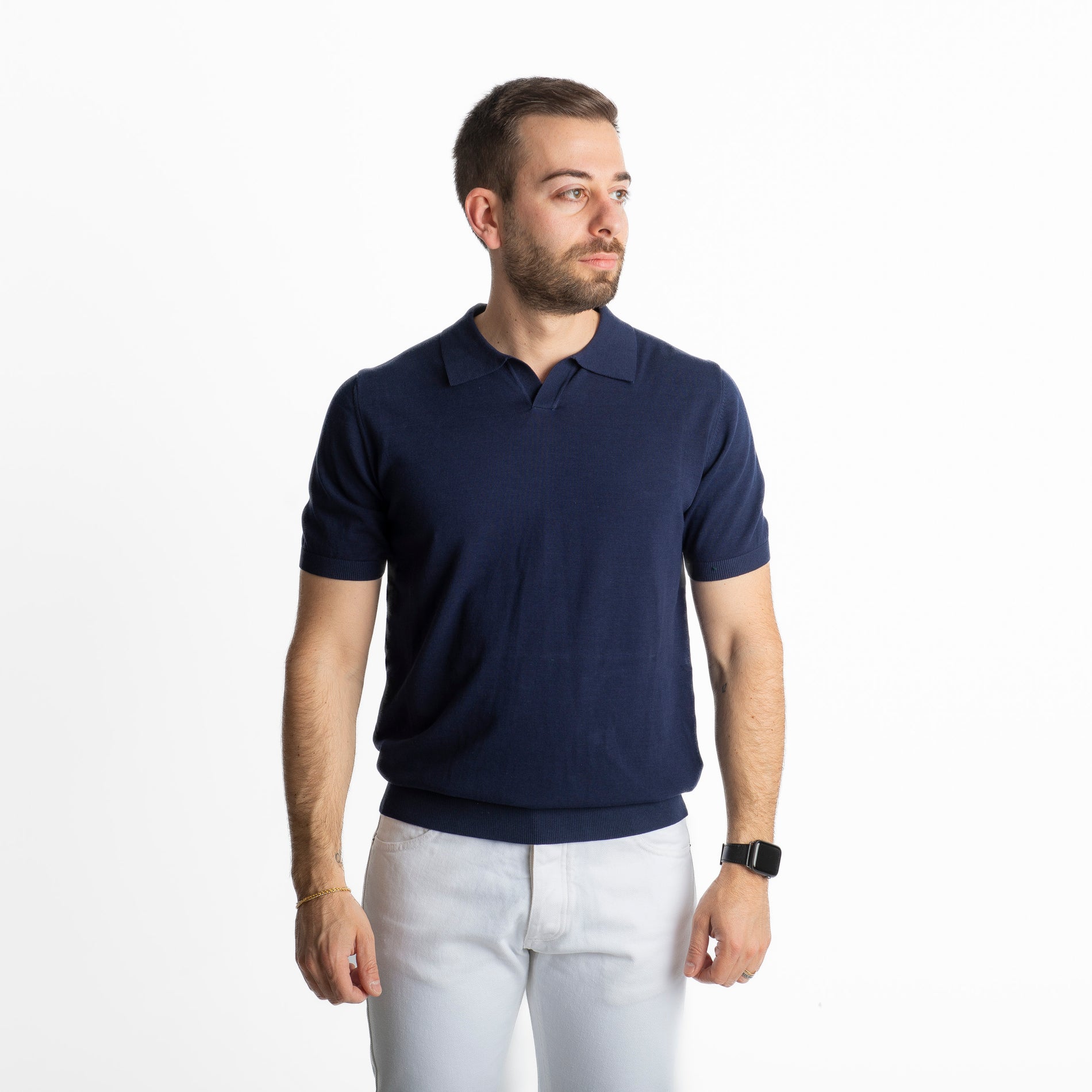 Polo Collo Derby Cotton Premium Blu