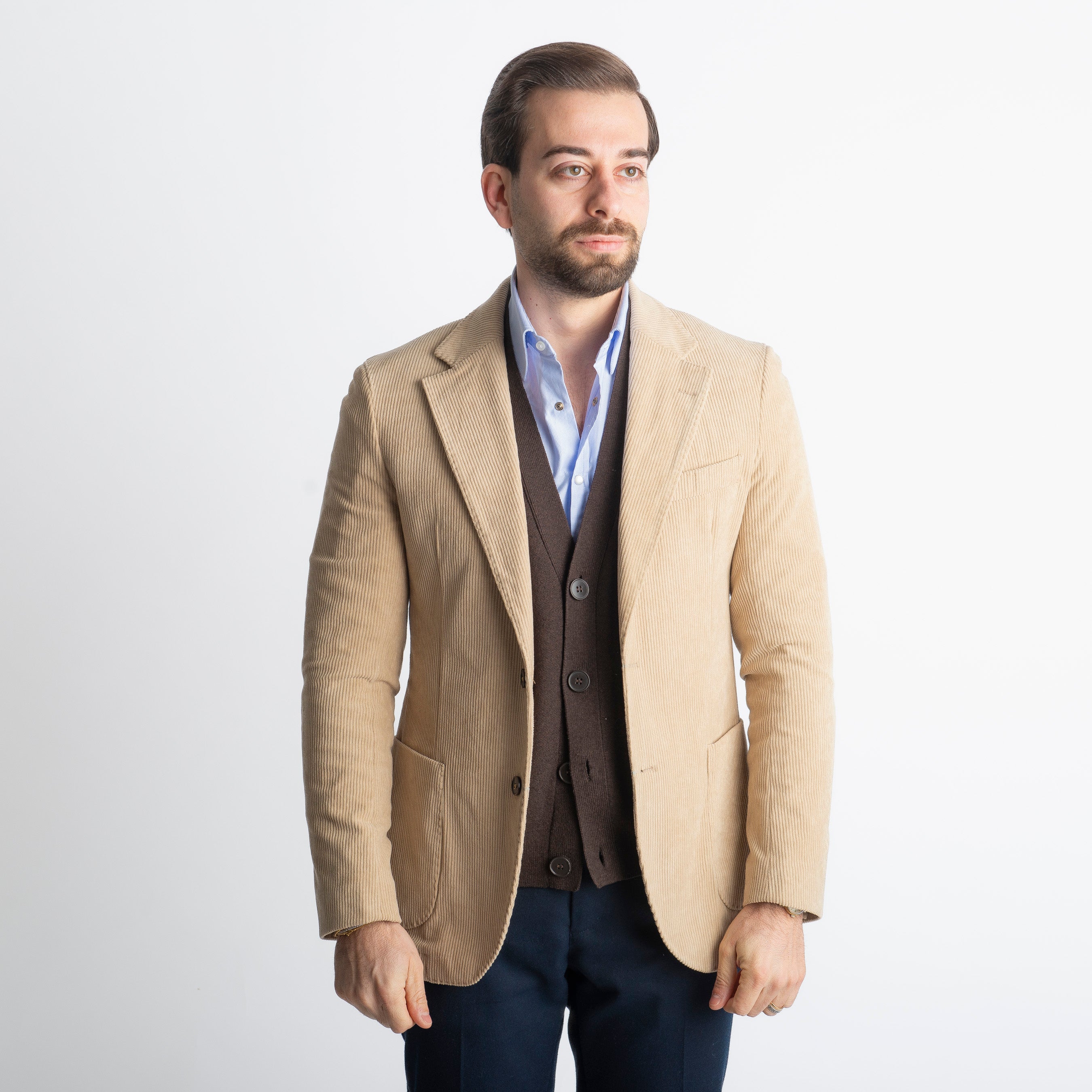 Giacca Monopetto in Velluto Beige