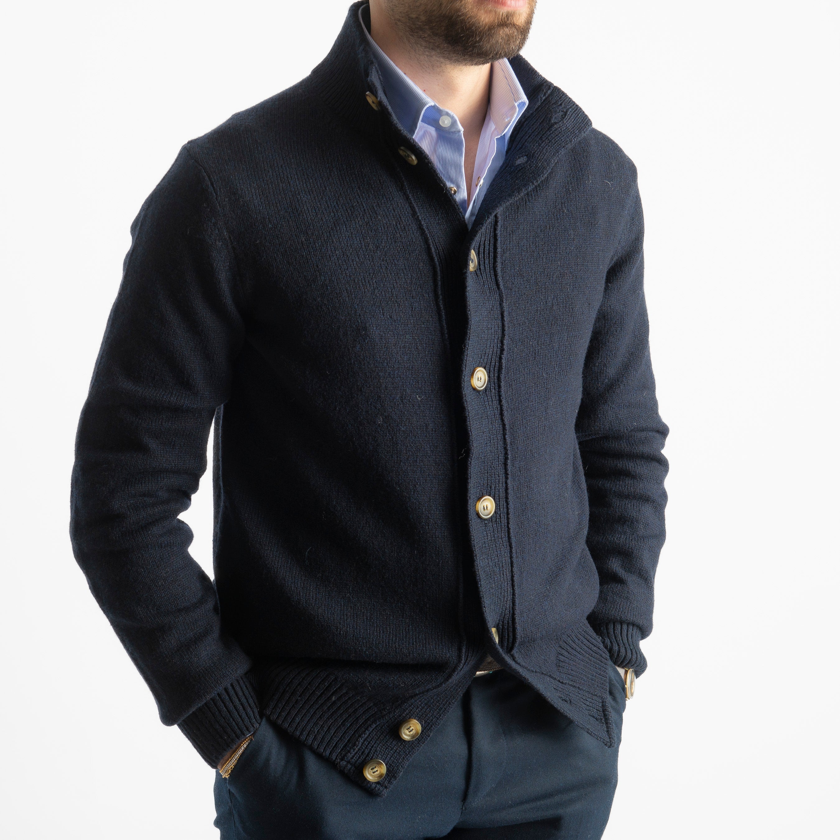 Cardigan In Lana Lambswool Blu