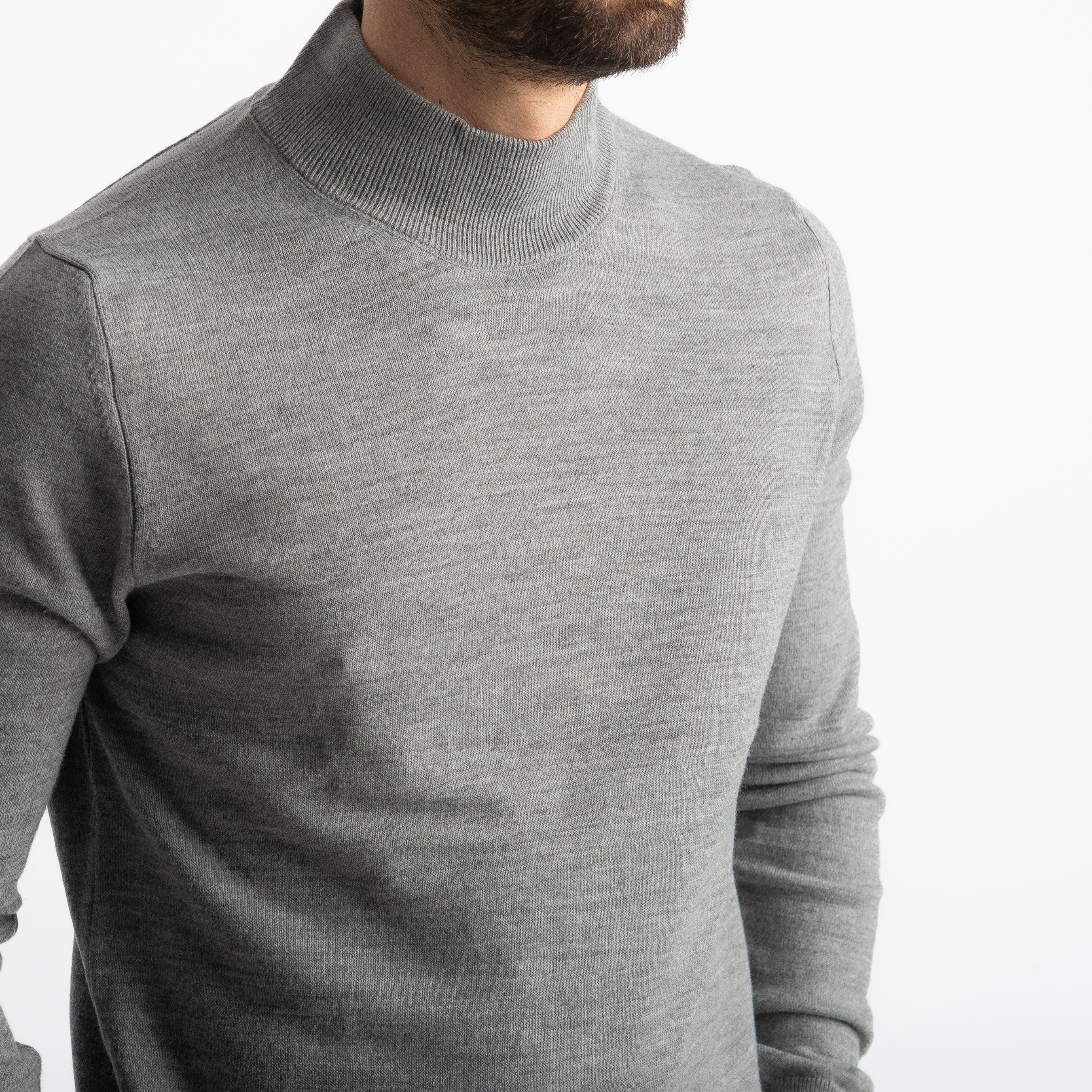 Lupetto Mezzo Collo Lana Merinos Grigio