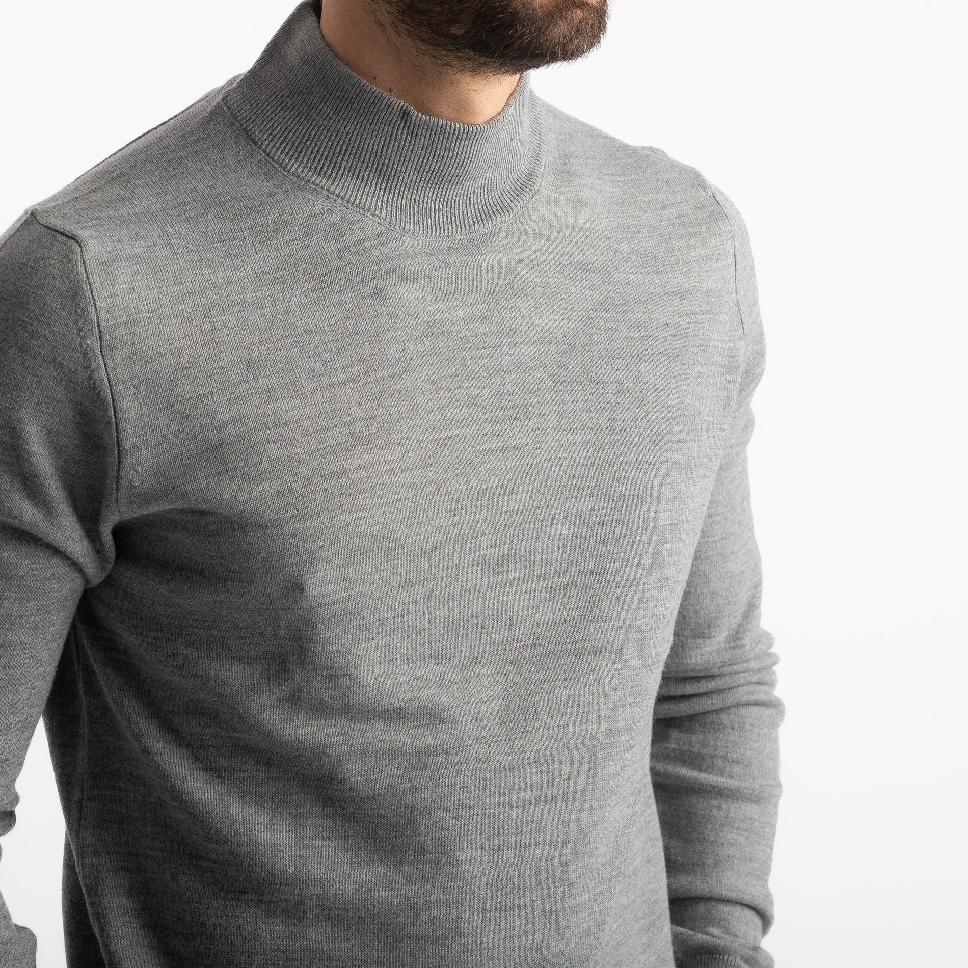 Lupetto Mezzo Collo Lana Merinos Grigio