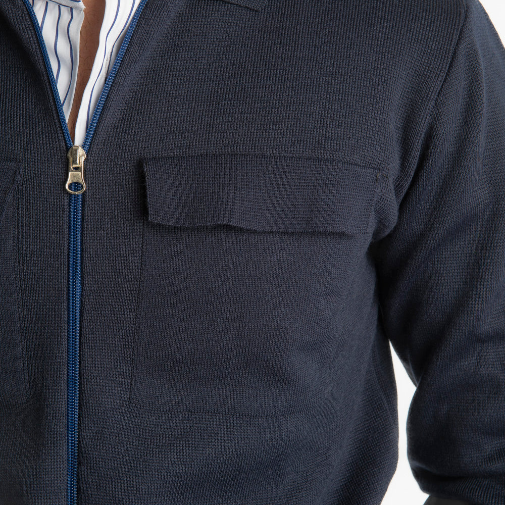 Giacca In Maglia Doppio Cursore Blu