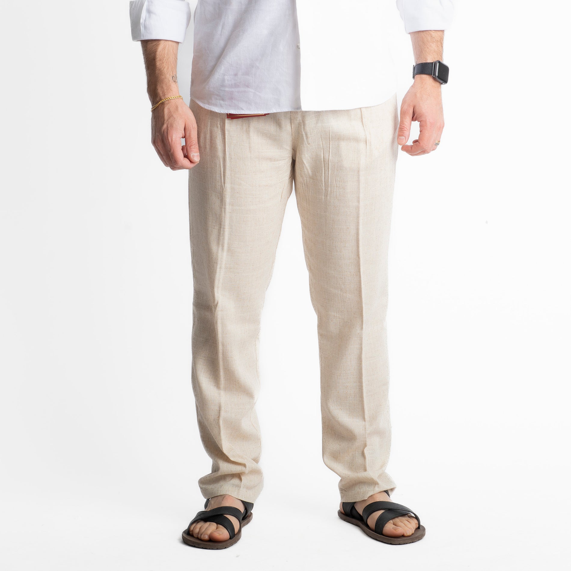 Pantalone in Lino Officine Borboniche Beige
