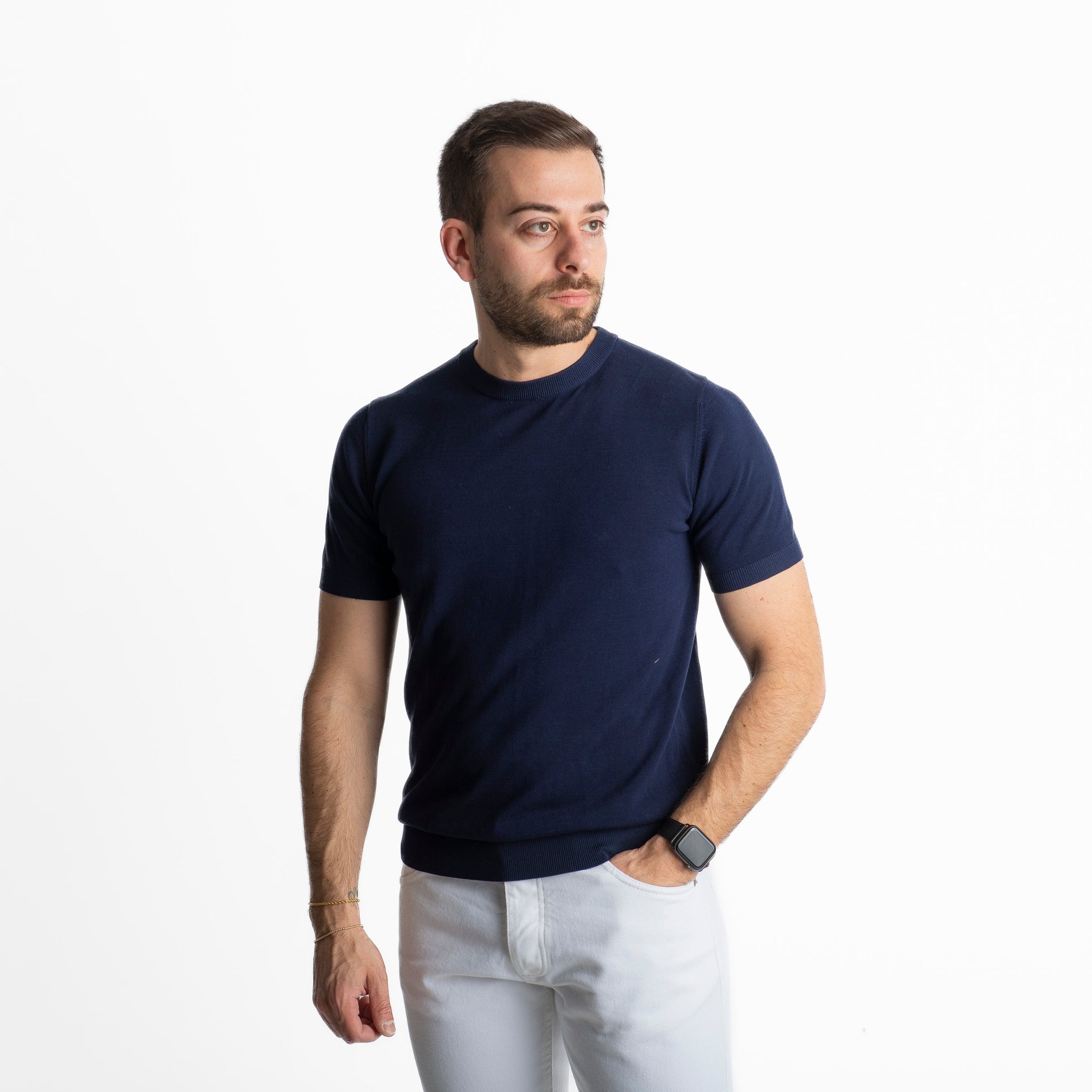 T-shirt in Maglia Premium Cotton Blu