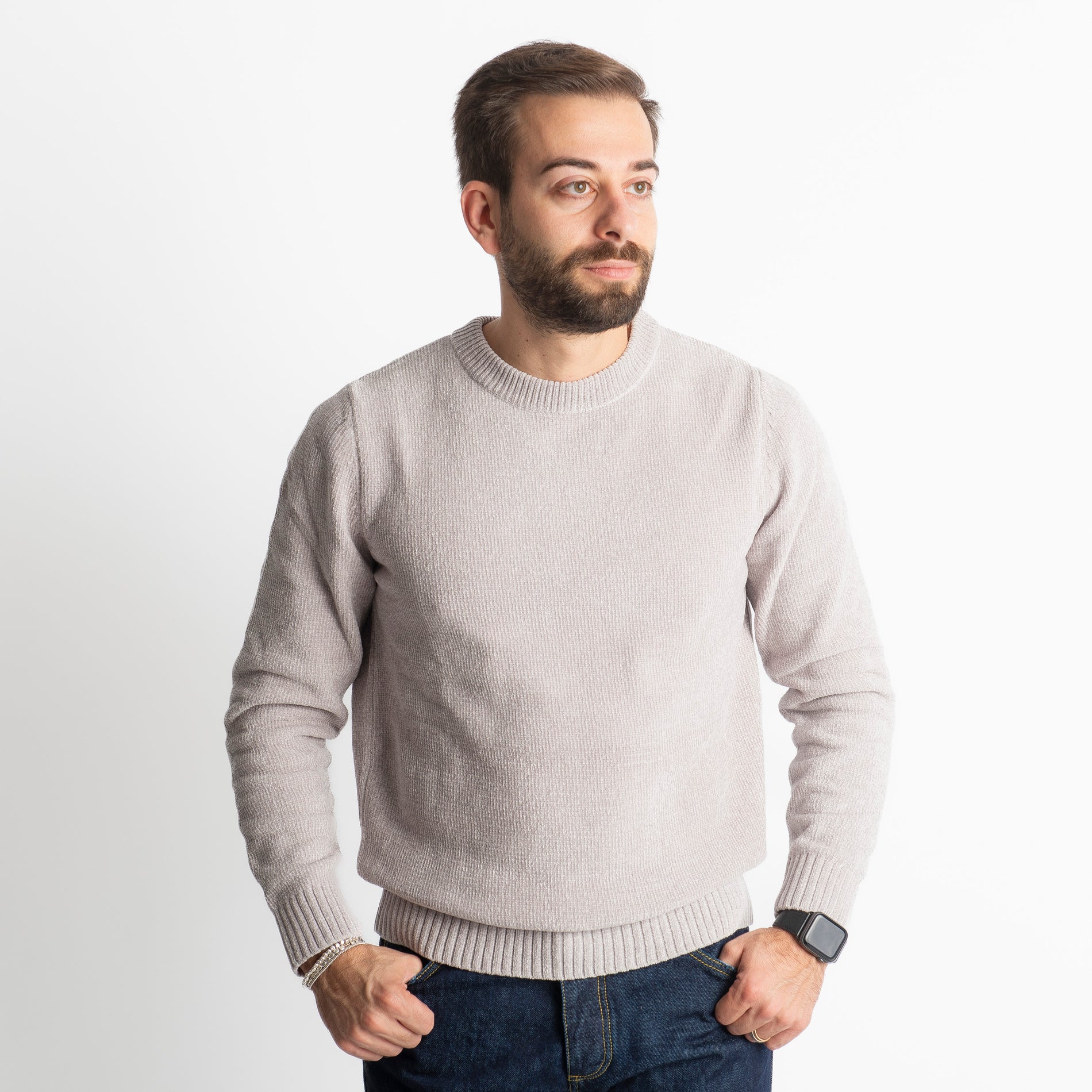 Maglione in Ciniglia 21027 Grigio