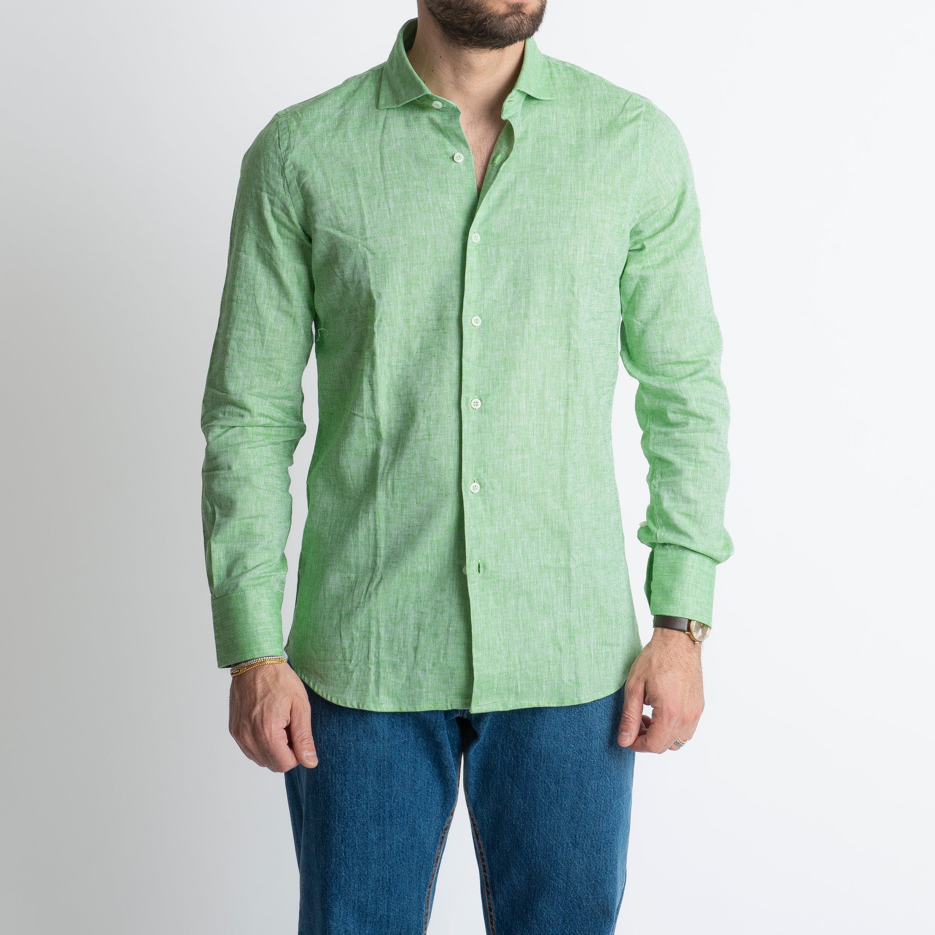 Camicia in Lino Verde Lime