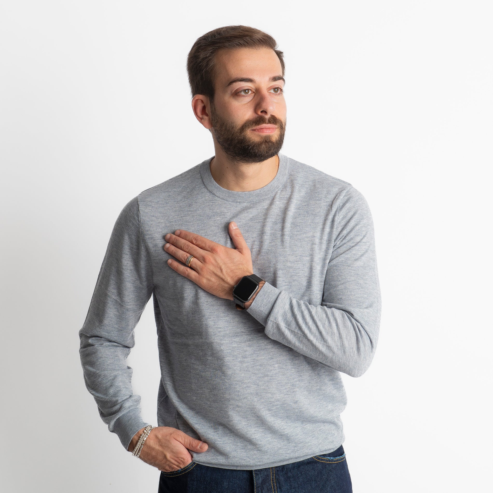 Maglioncino Girocollo X701 Grigio Perla
