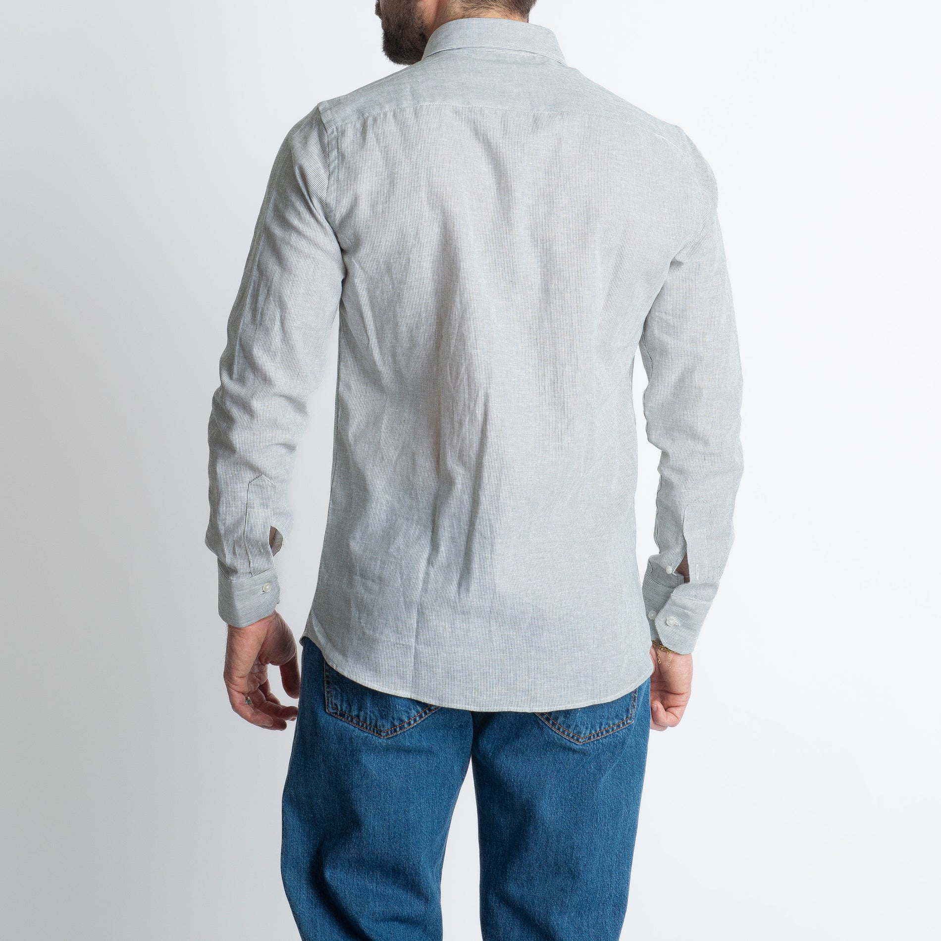 Camicia Lino Mille Righe Verde