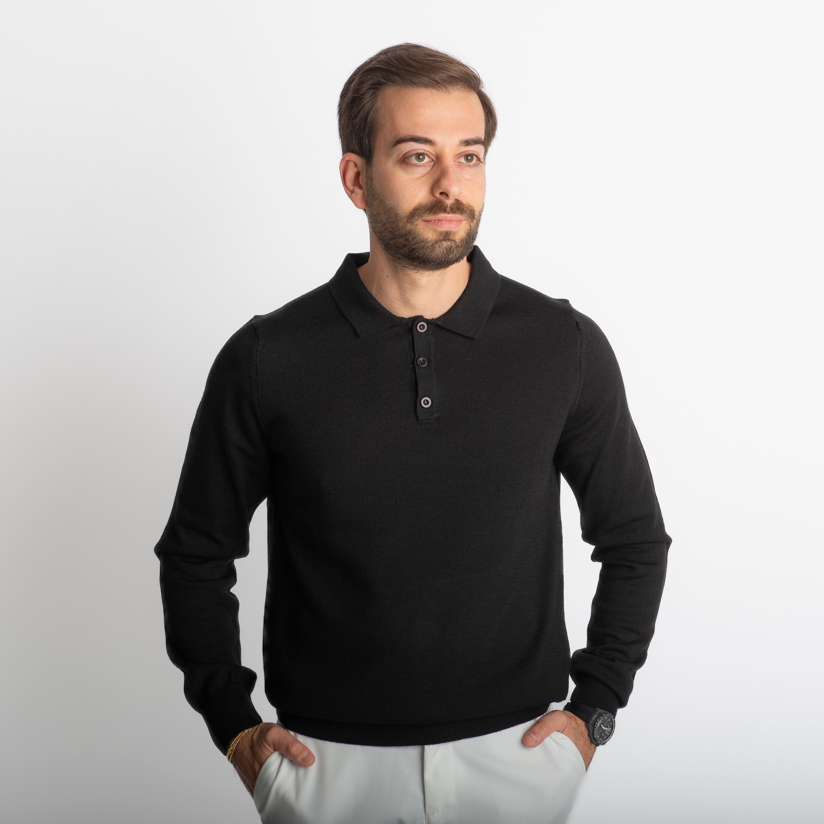 Polo Lana Merinos Nero