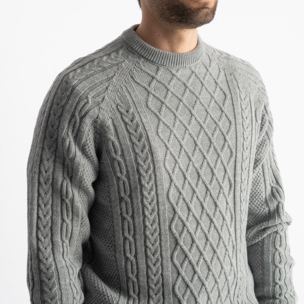 Maglione In Lana Con Treccia Grigio