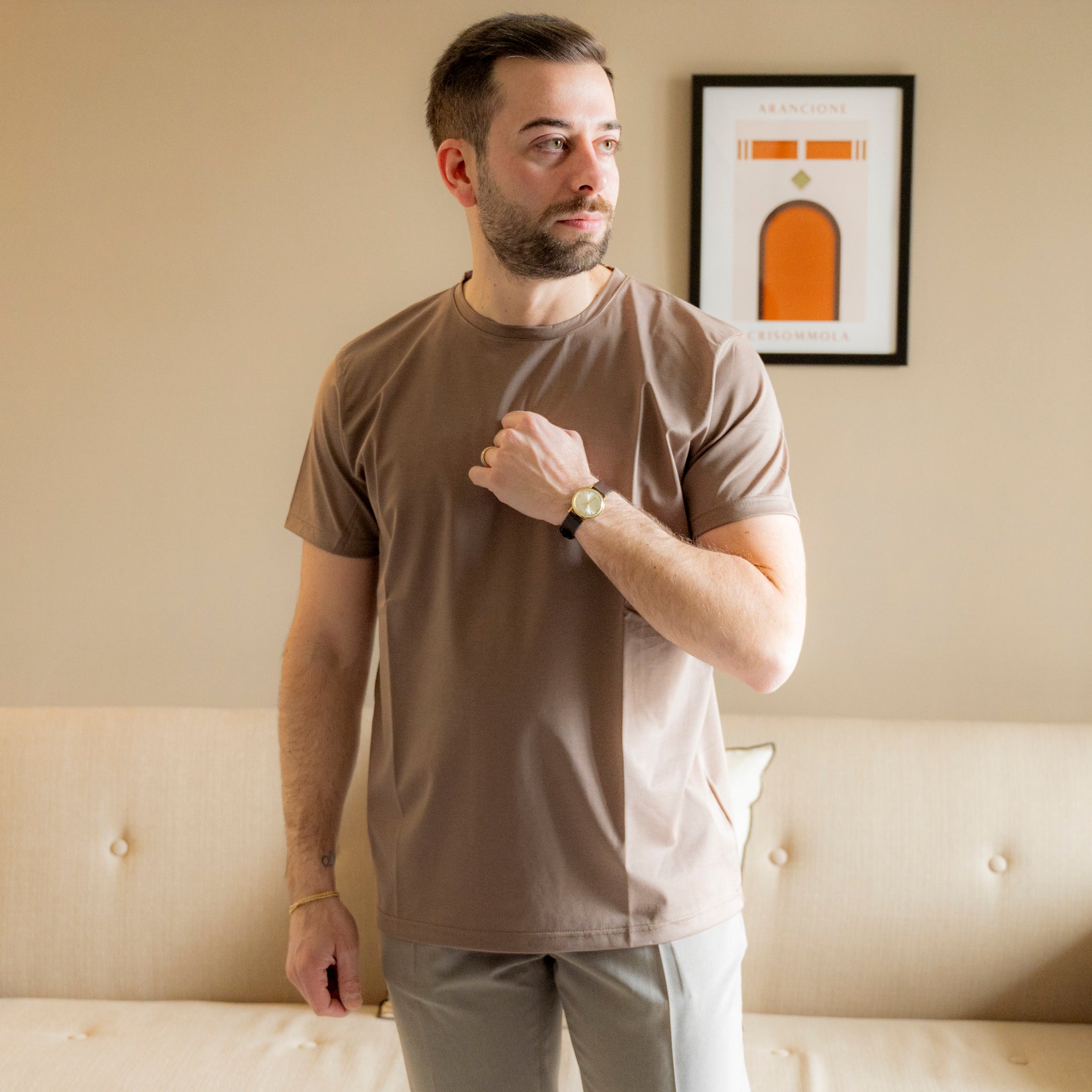 T-shirt Uomo Filo di Scozia Fango