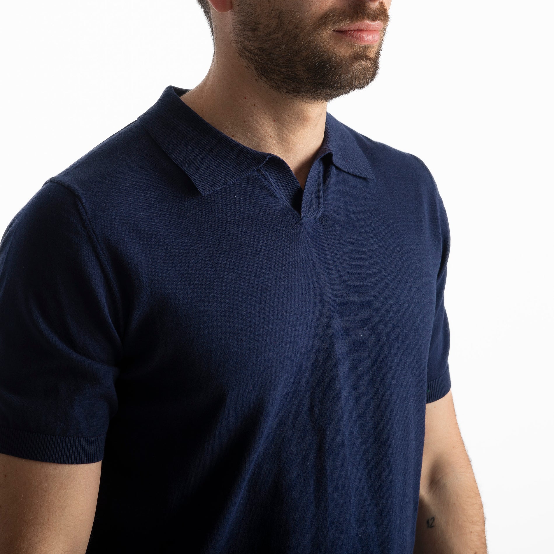 Polo Collo Derby Cotton Premium Blu