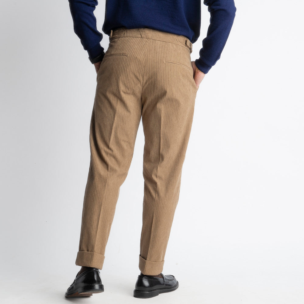 Pantalone Pisa Con Fibbia In Velluto A Coste Fango