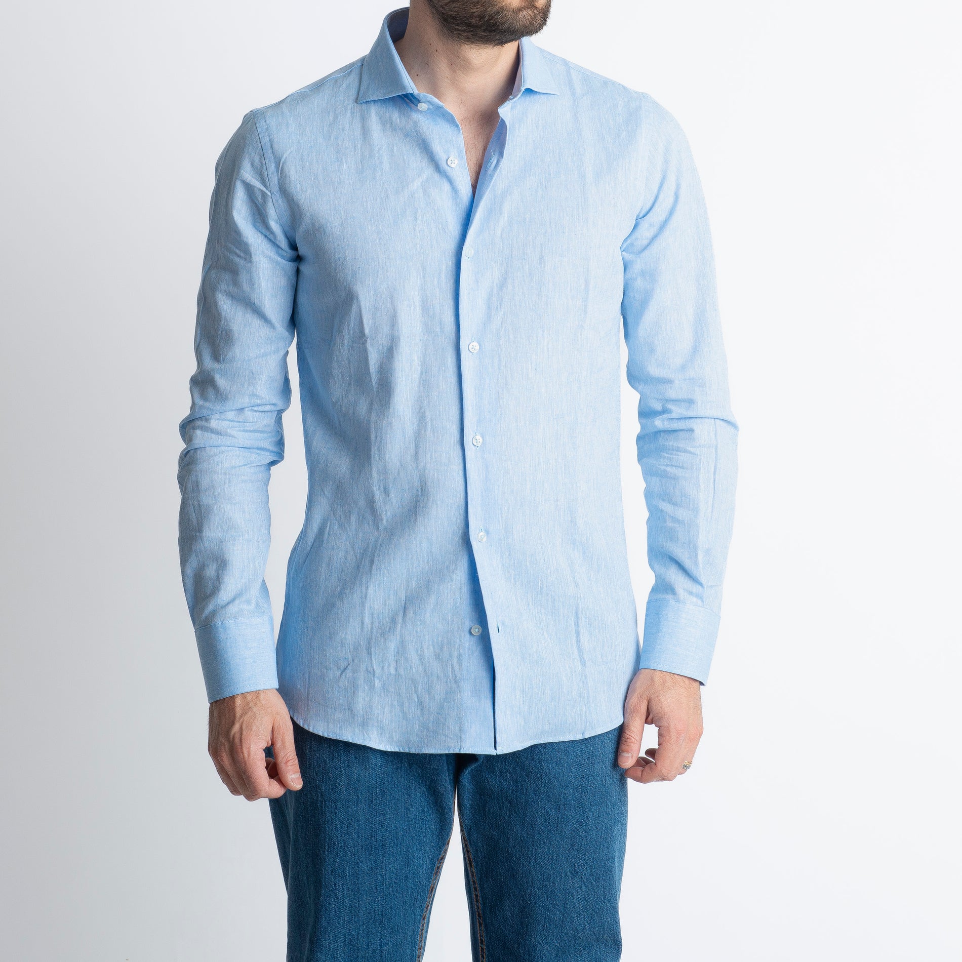 Camicia in Lino Celeste