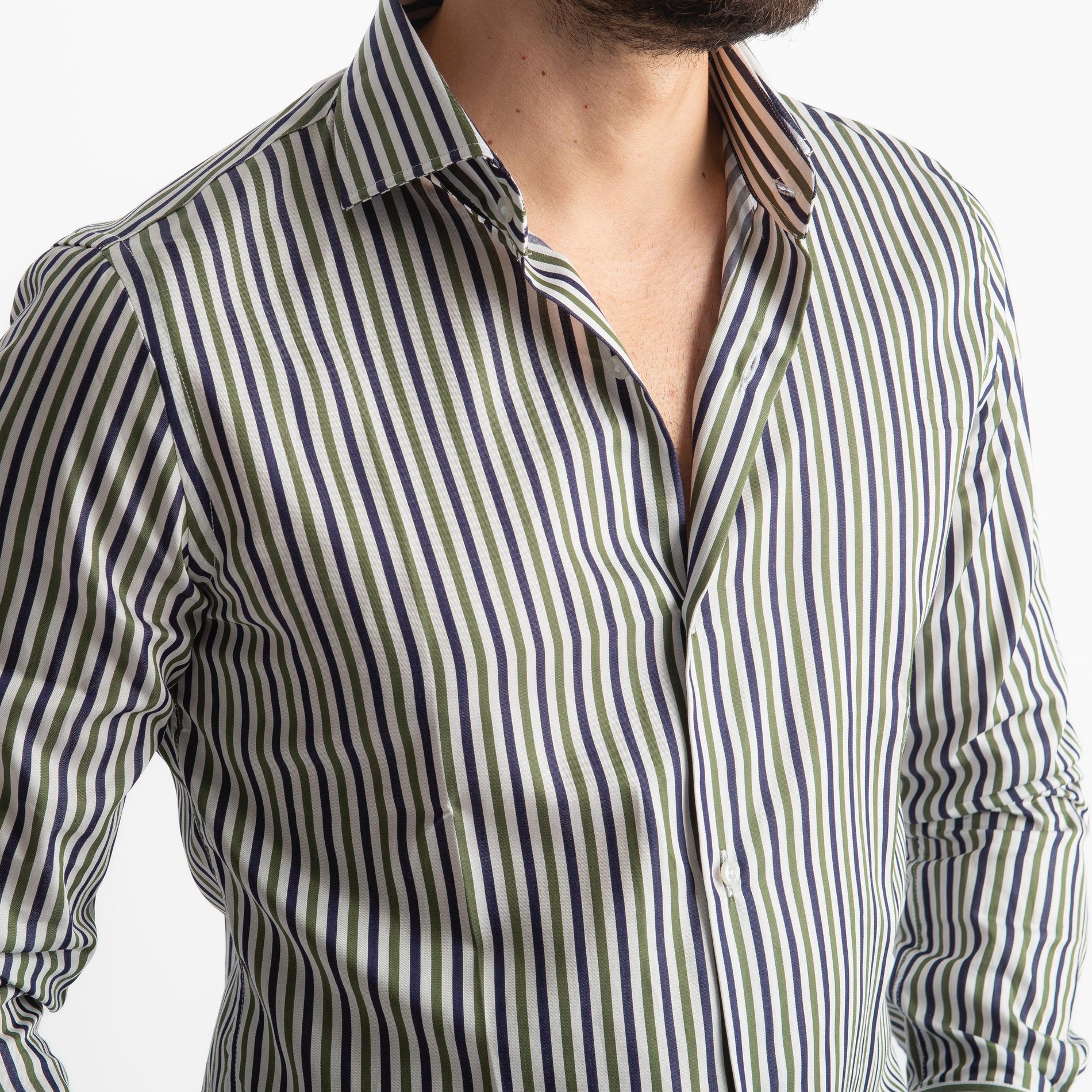 Camicia Rigata Blu / Verde 500