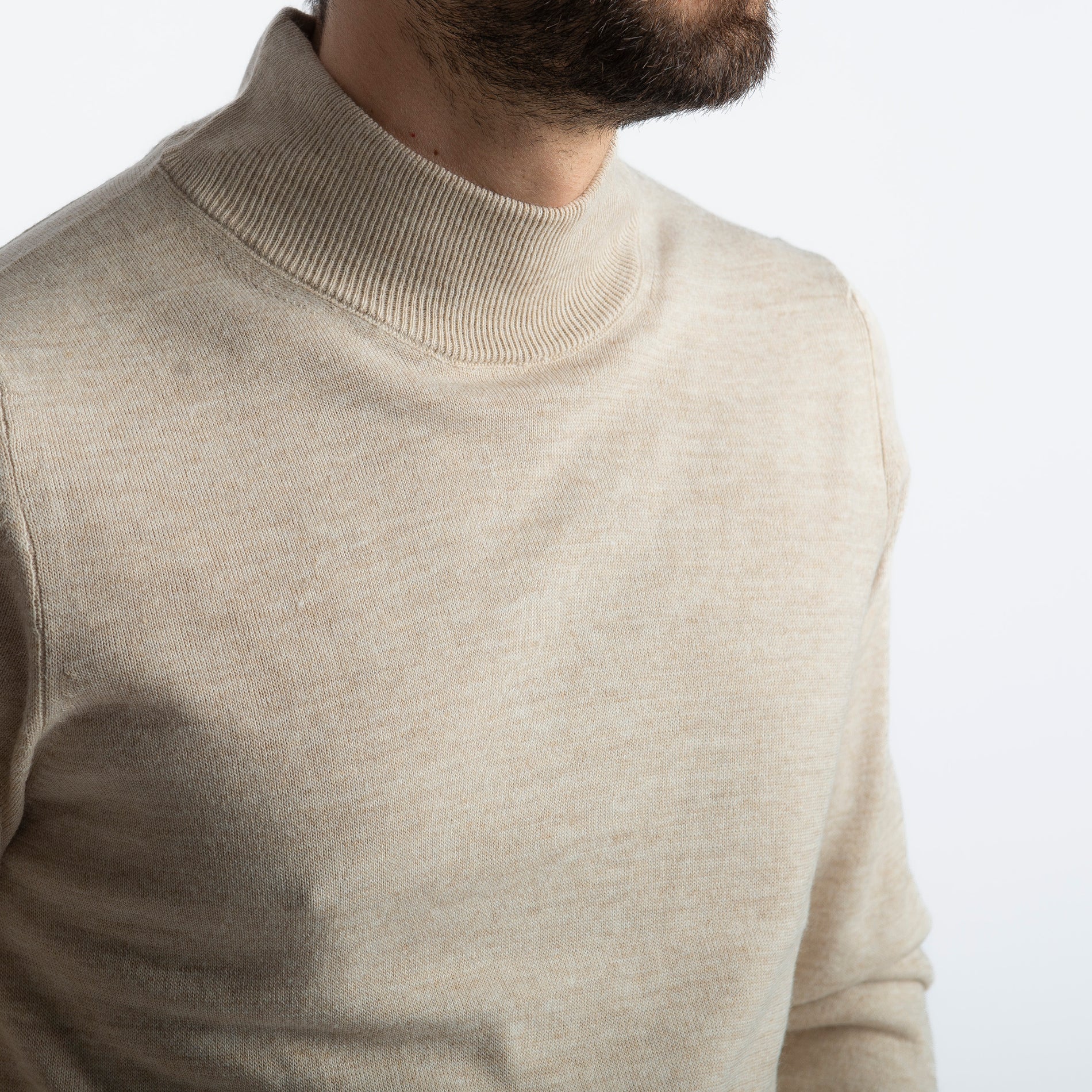 Lupetto Mezzo Collo Lana Merinos Beige